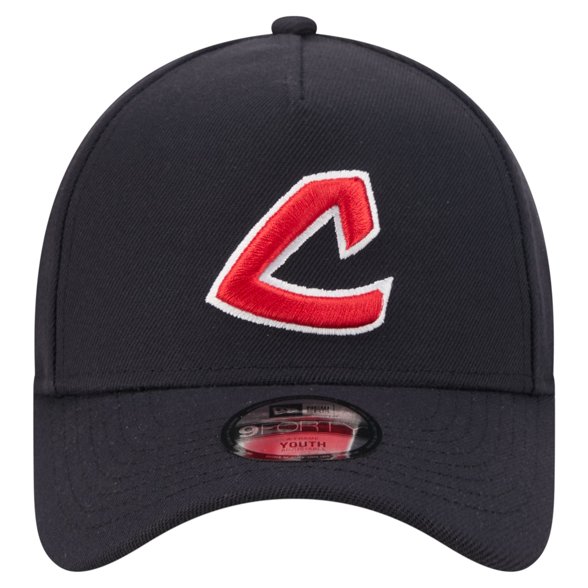 Youth New Era  Navy Cleveland Indians Cooperstown Logo 9FORTY A-Frame Adjustable Hat