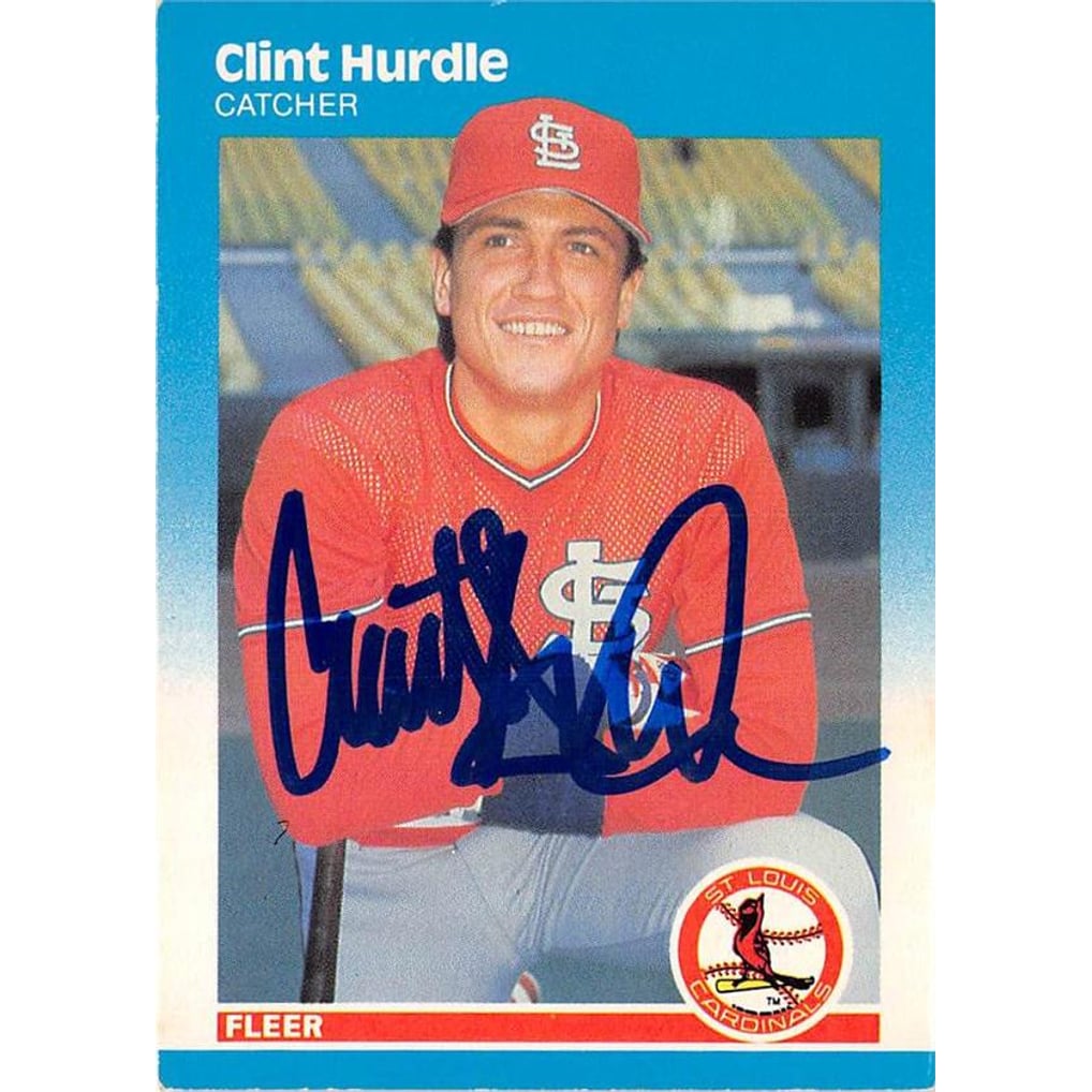 Clint Hurdle autographed baseball card (St Louis Cardinals) 1987 Fleer #298