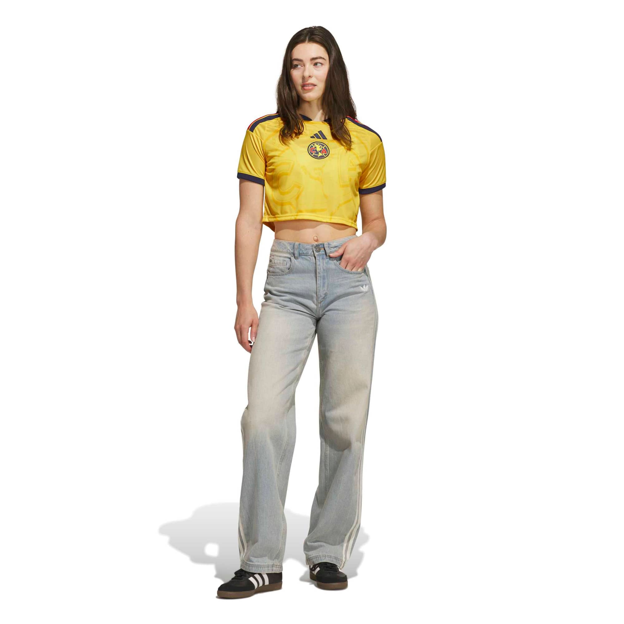 Women's adidas Yellow Club America 2026/27 Home Cropped Replica Jersey