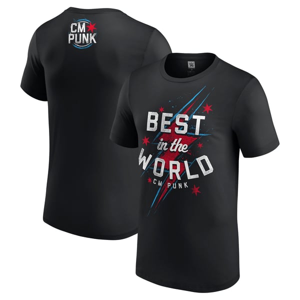 T-shirt WWE CM Punk Best In The World Pour Homme - Noir, Coton Doux, Coupe Décontractée
