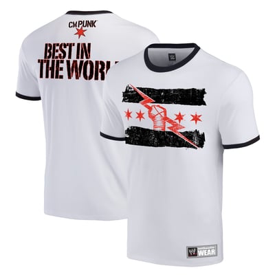 CM Punk Best In The World Ringer T-Shirt - White/Black