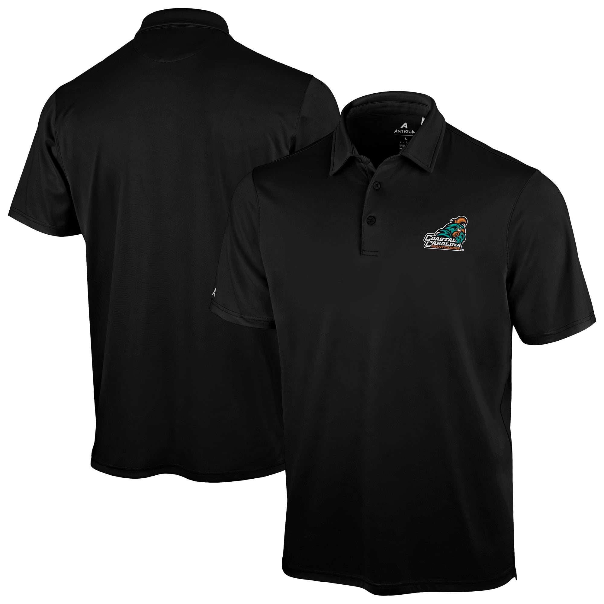 Polo noir uni Antigua Coastal Carolina Chanticleers pour homme