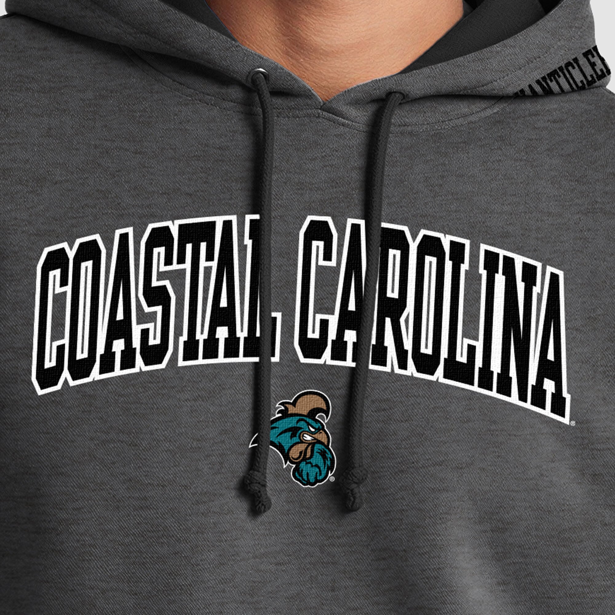 Sweat à capuche contrasté Champion gris chiné/noir Coastal Carolina Chanticleers pour homme