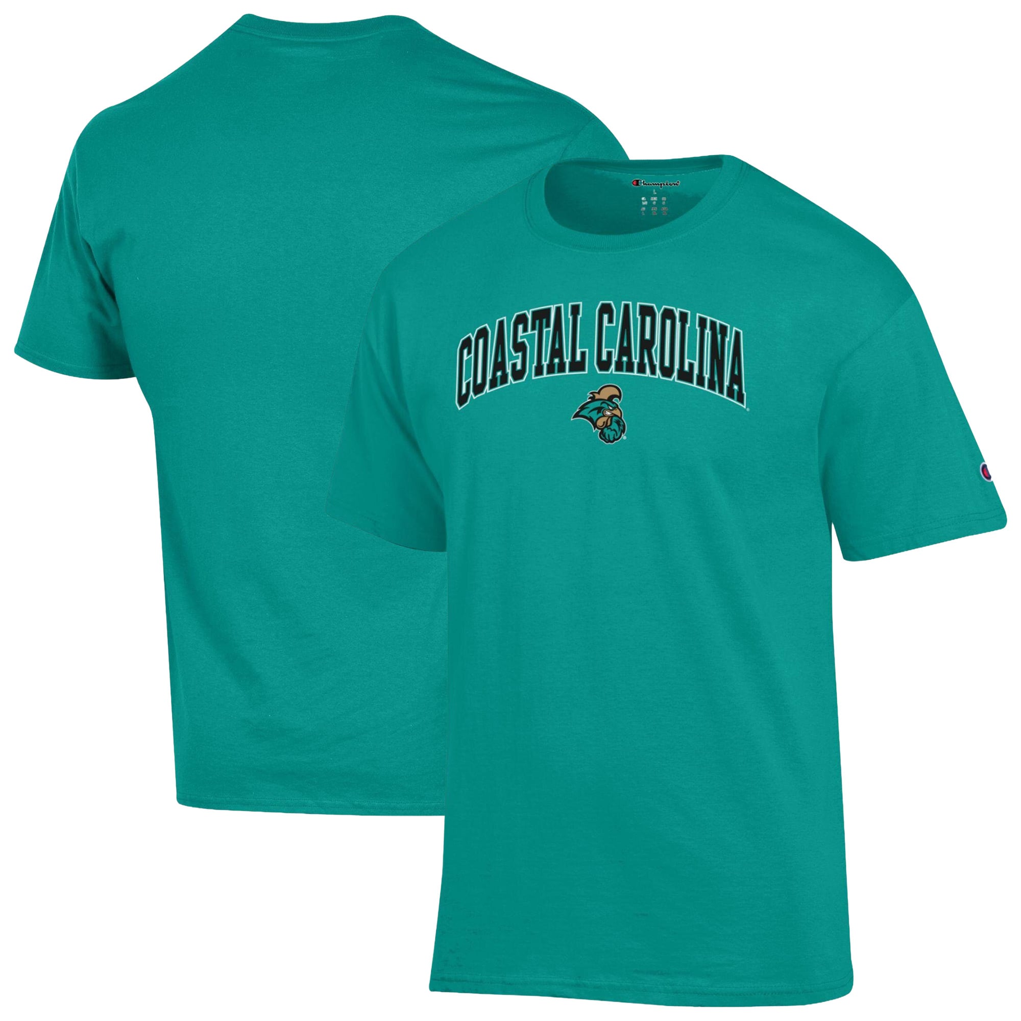T-shirt Champion pour homme, couleur turquoise, avec logo en forme d'arche des Chanticleers de Coastal Carolina