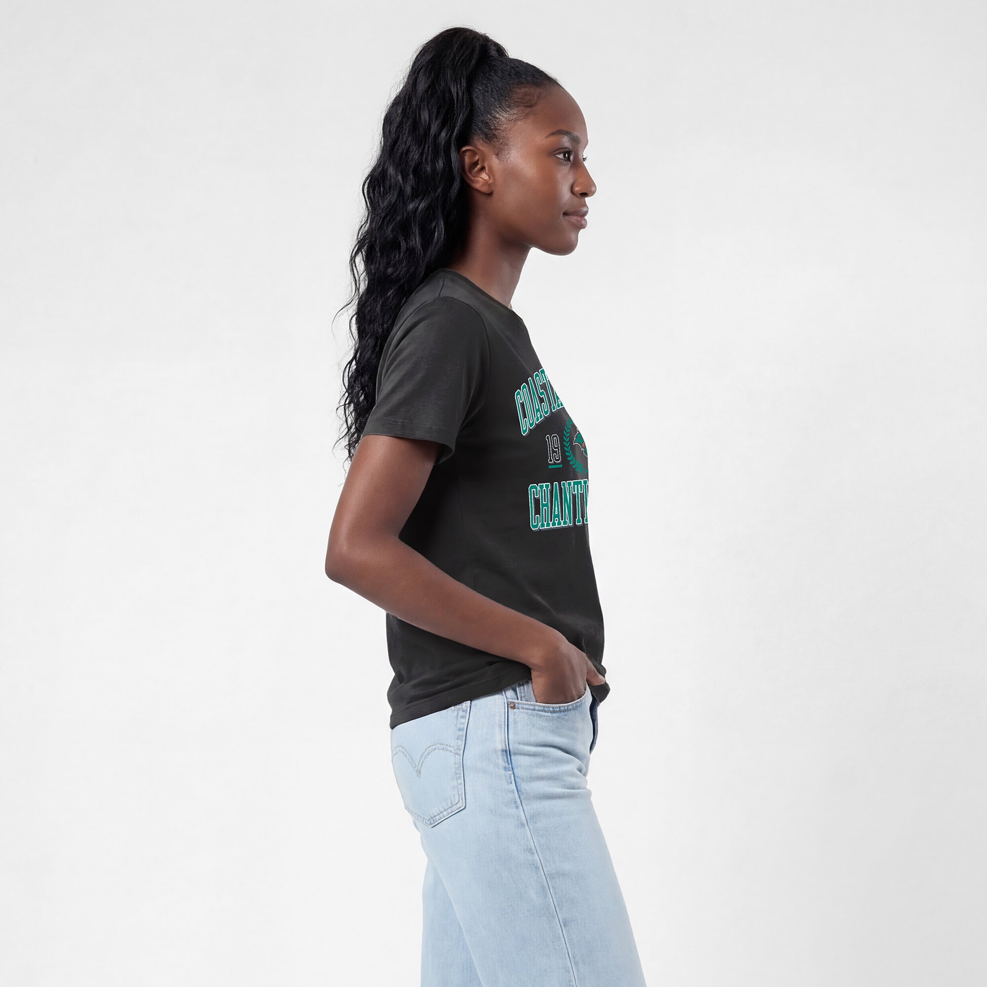 T-shirt noir Champion pour femmes, style de vie des Chanticleers la côte Caroline du Sud