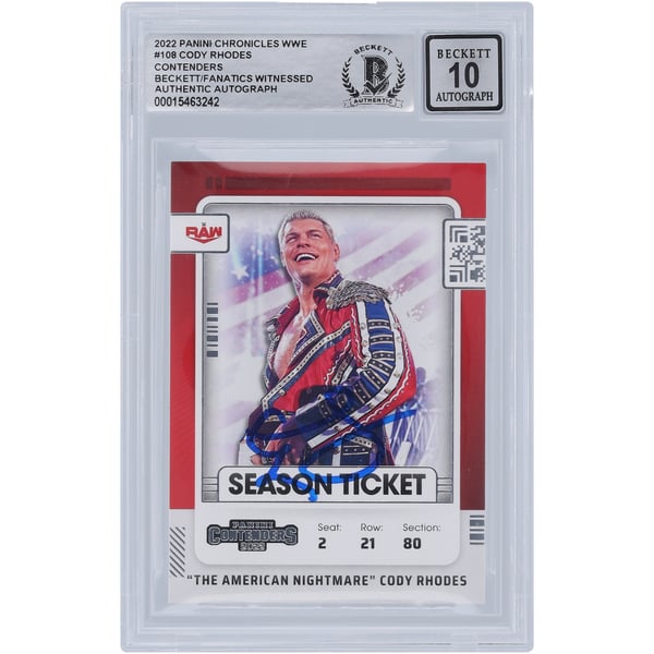 Cody Rhodes WWE Autographed 2022 Panini Chronicles Season Ticket 