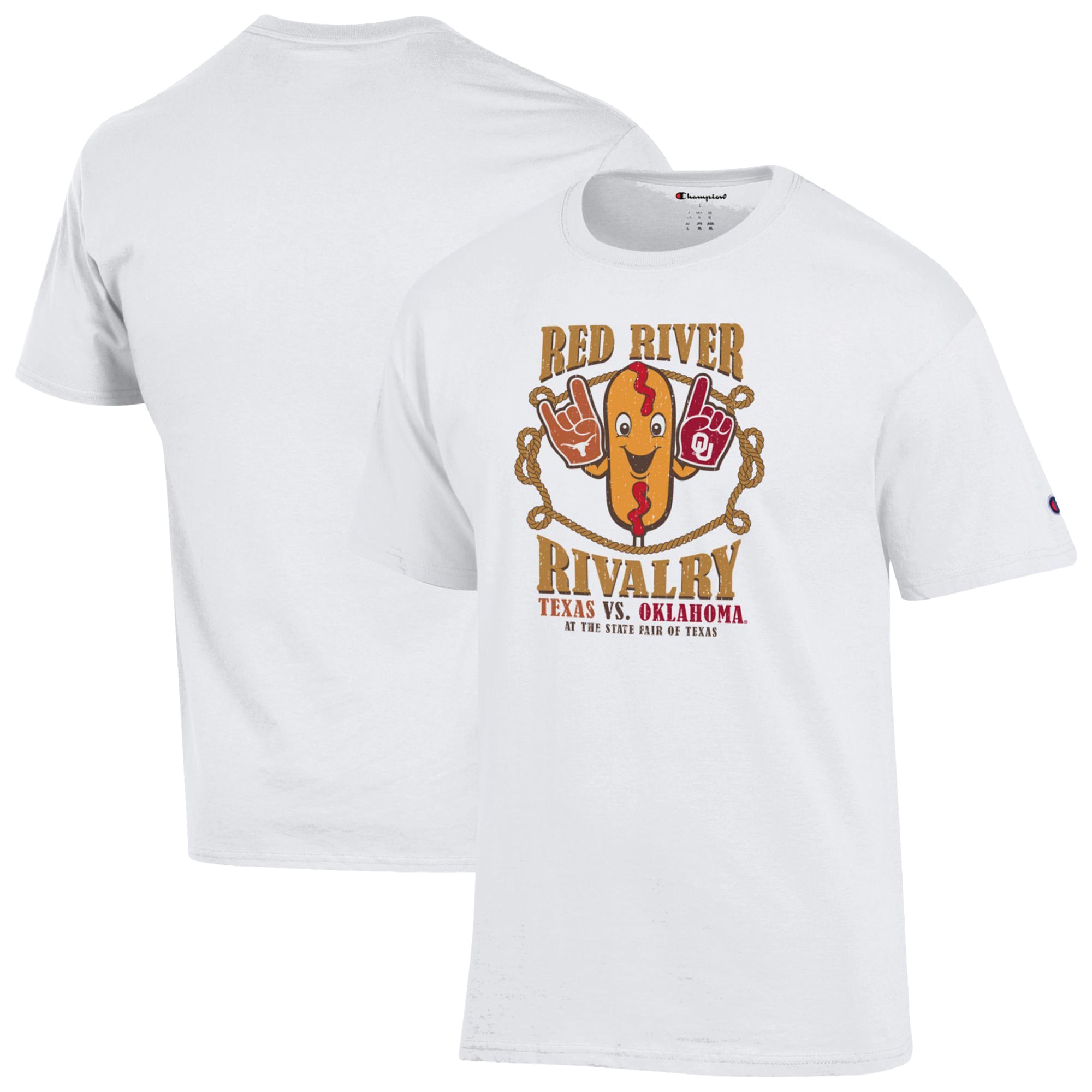 T-shirt Champion Blanc 2026 Red River Rivalry Corndog pour homme