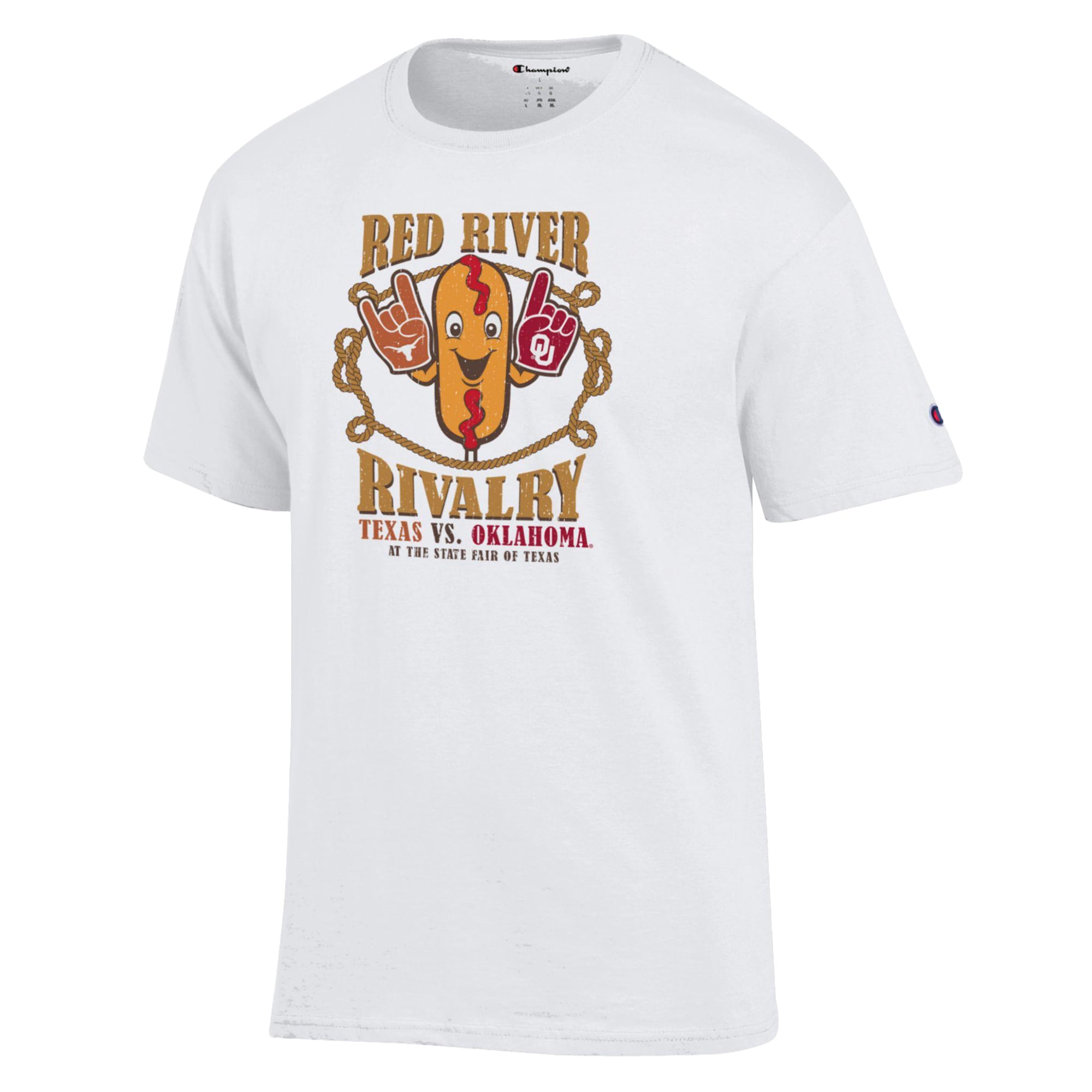 T-shirt Champion Blanc 2026 Red River Rivalry Corndog pour homme