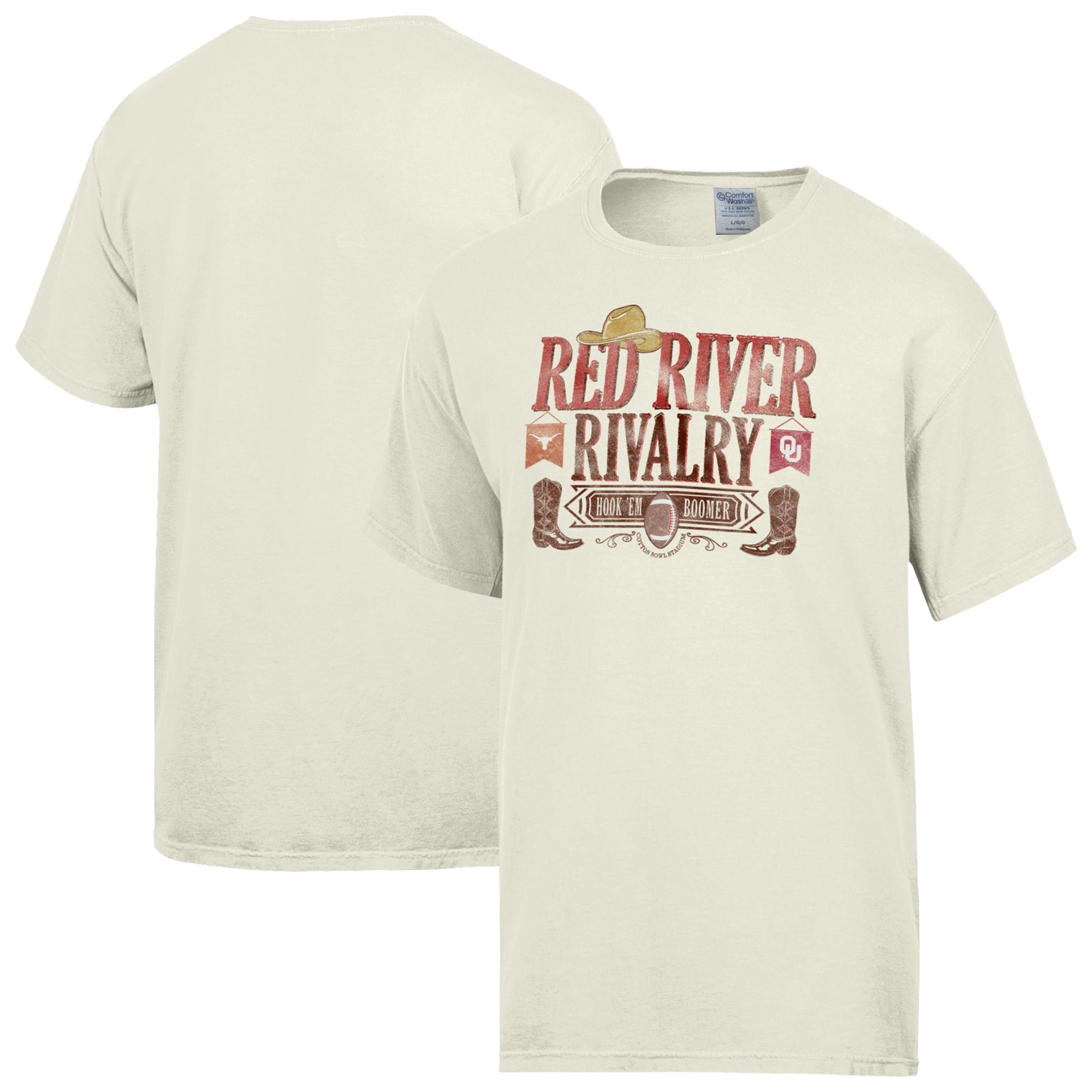 T-shirt pour homme ComfortWash Cream 2026 Red River Rivalry Boots