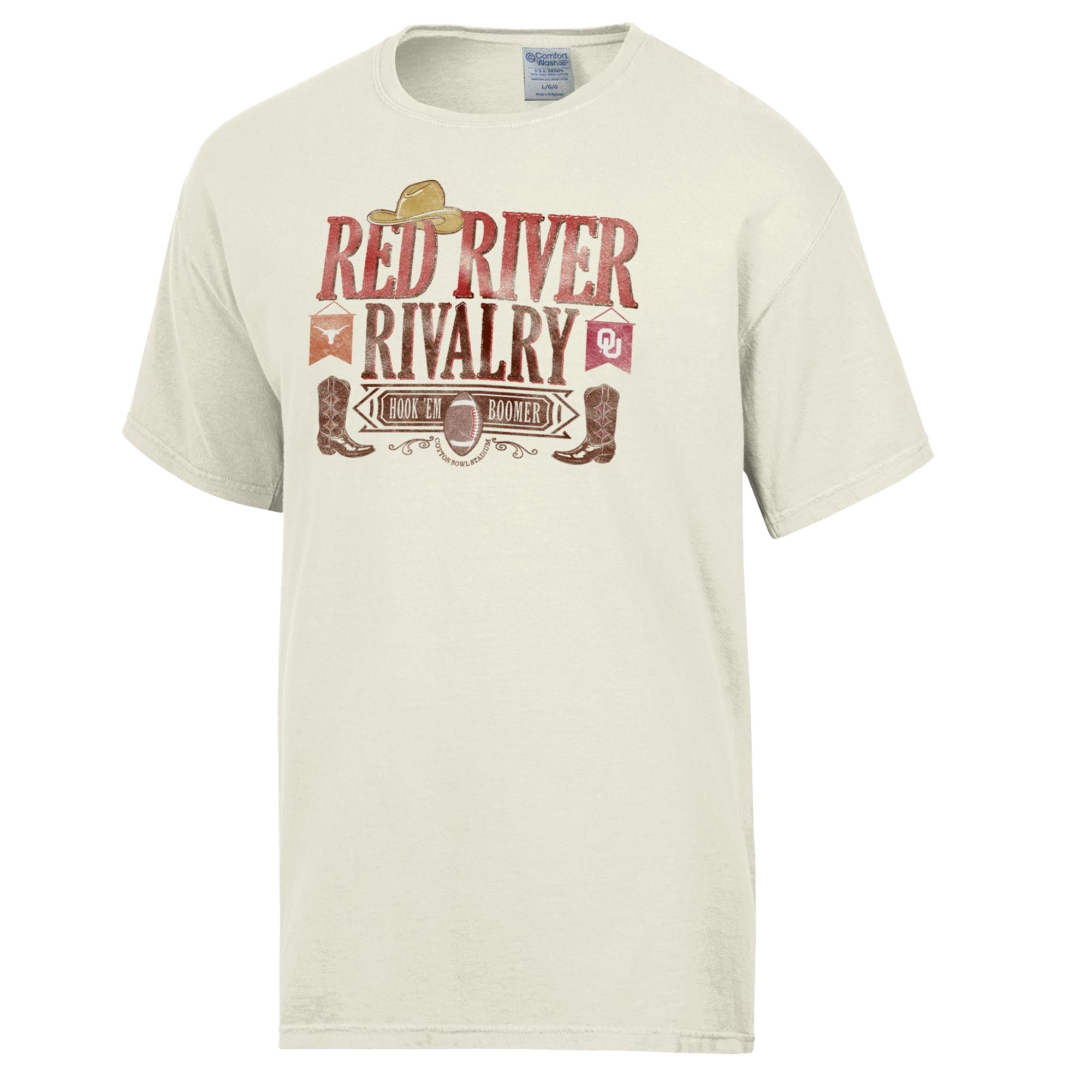 T-shirt pour homme ComfortWash Cream 2026 Red River Rivalry Boots