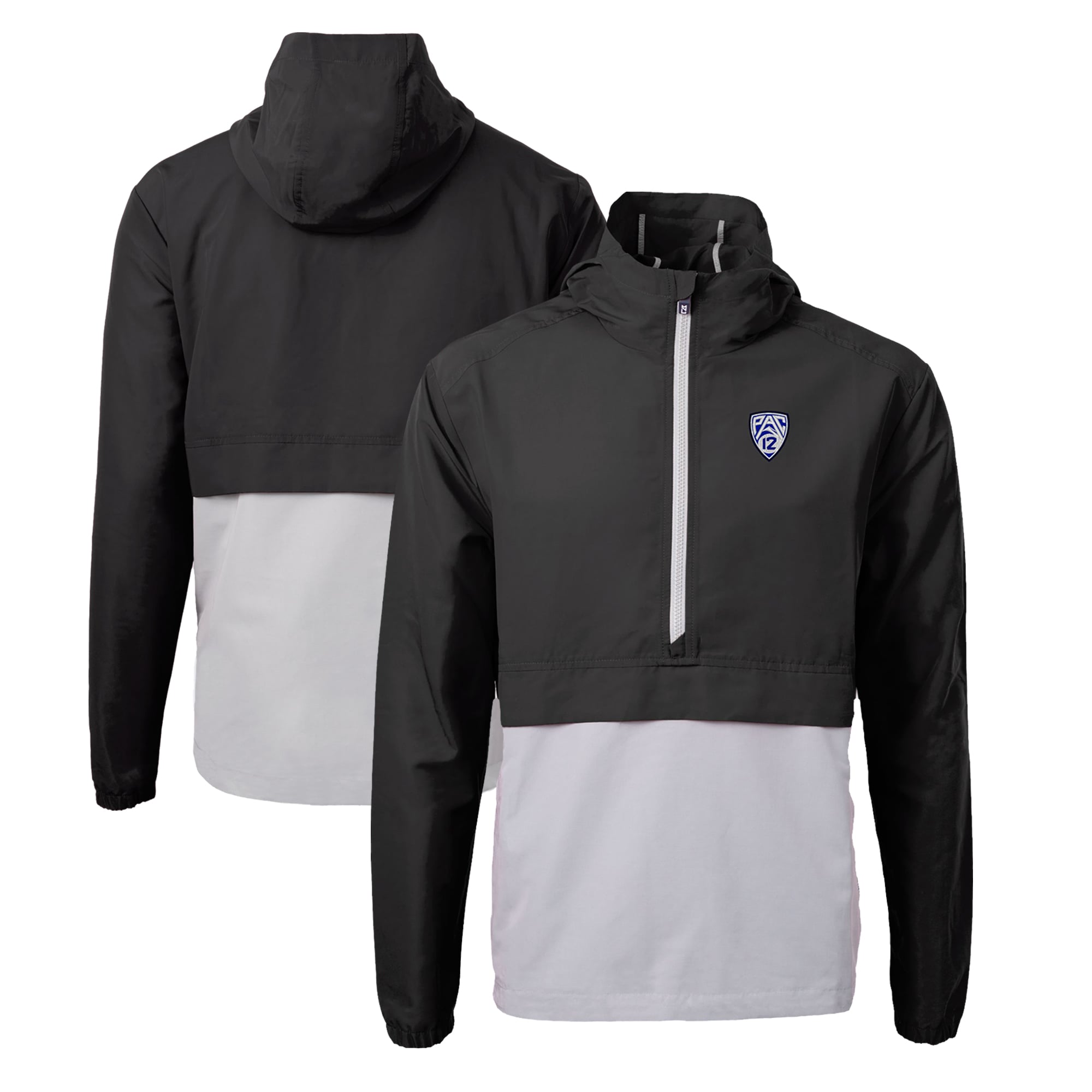 Anorak demi-zippé Charter Eco recyclé pour homme, noir, Cutter & Buck Pac-12 Gear