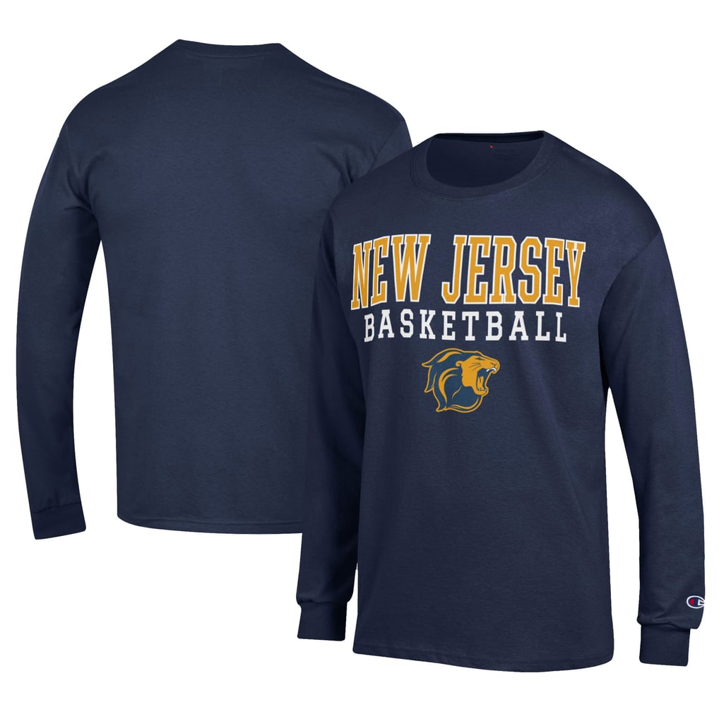  College of New Jersey Lions Champion Icon Logo Basketball Jersey Long Sleeve T-Shirt - Navy
