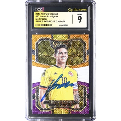 James Rodríguez Colombia National Team Autographed 2017-18 Panini Select Multi-Color #80 CGC Fanatics Witnessed Authenticated MINT 9 Card
