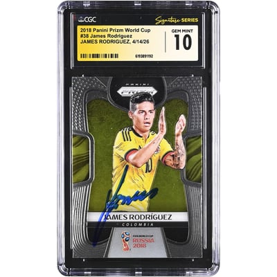 James Rodríguez Colombia National Team Autographed 2018 Panini Prizm World Cup #38 CGC Fanatics Witnessed Authenticated GEM MINT 10 Card