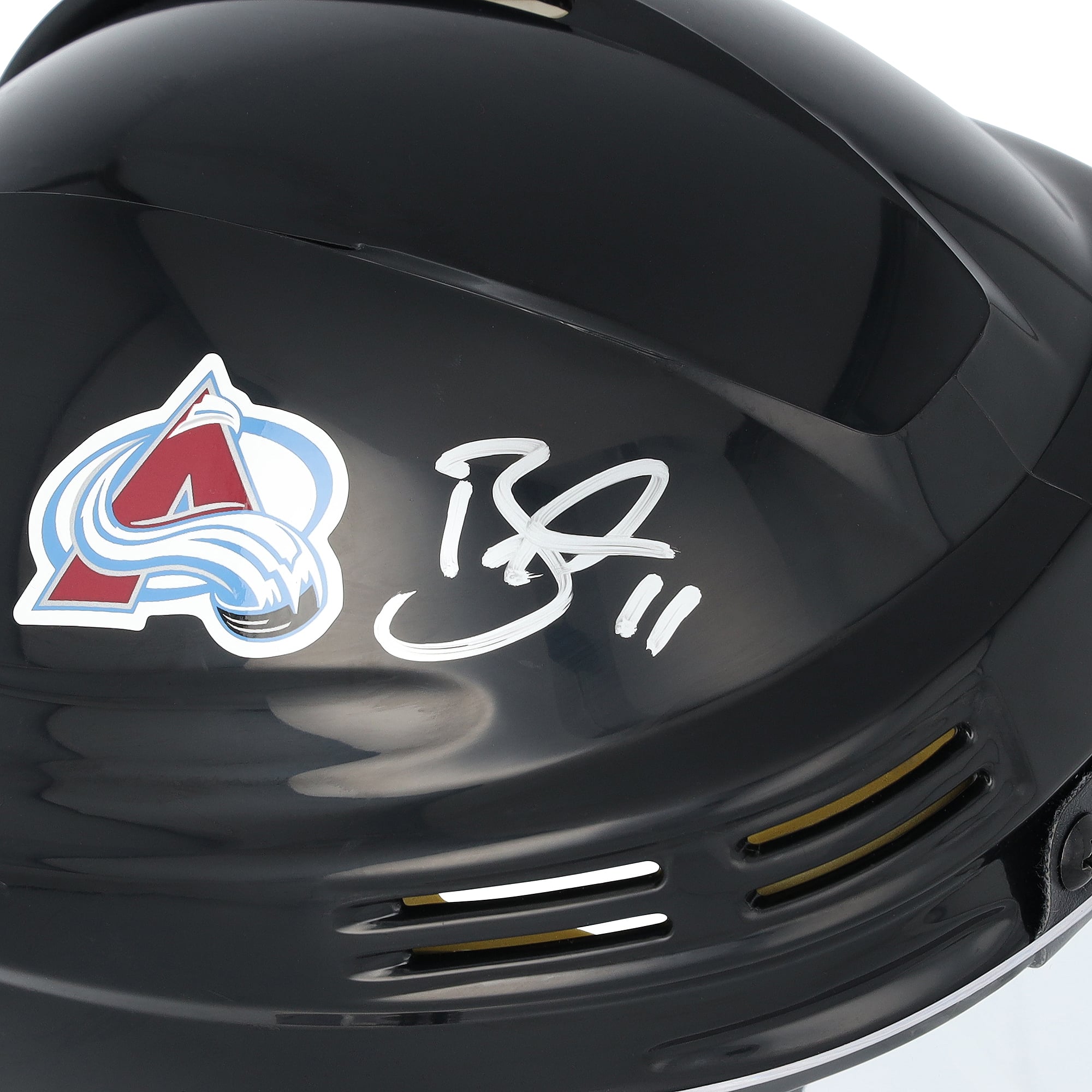 Mini-casque noir autographié par Brock Nelson, Colorado Avalanche