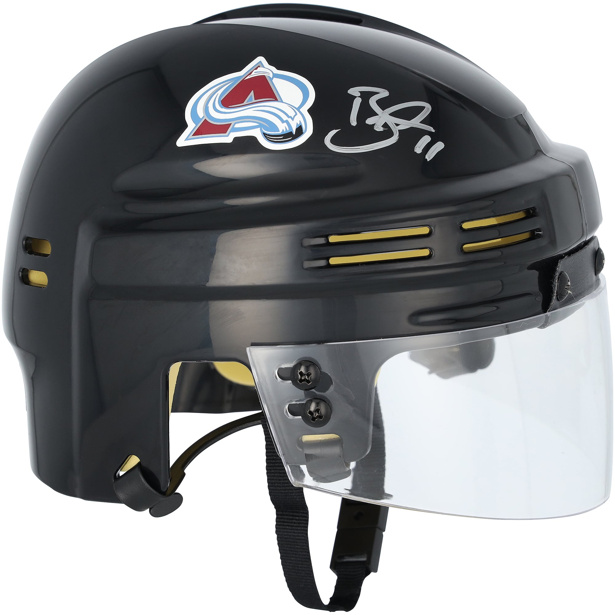 Mini-casque noir autographié par Brock Nelson, Colorado Avalanche