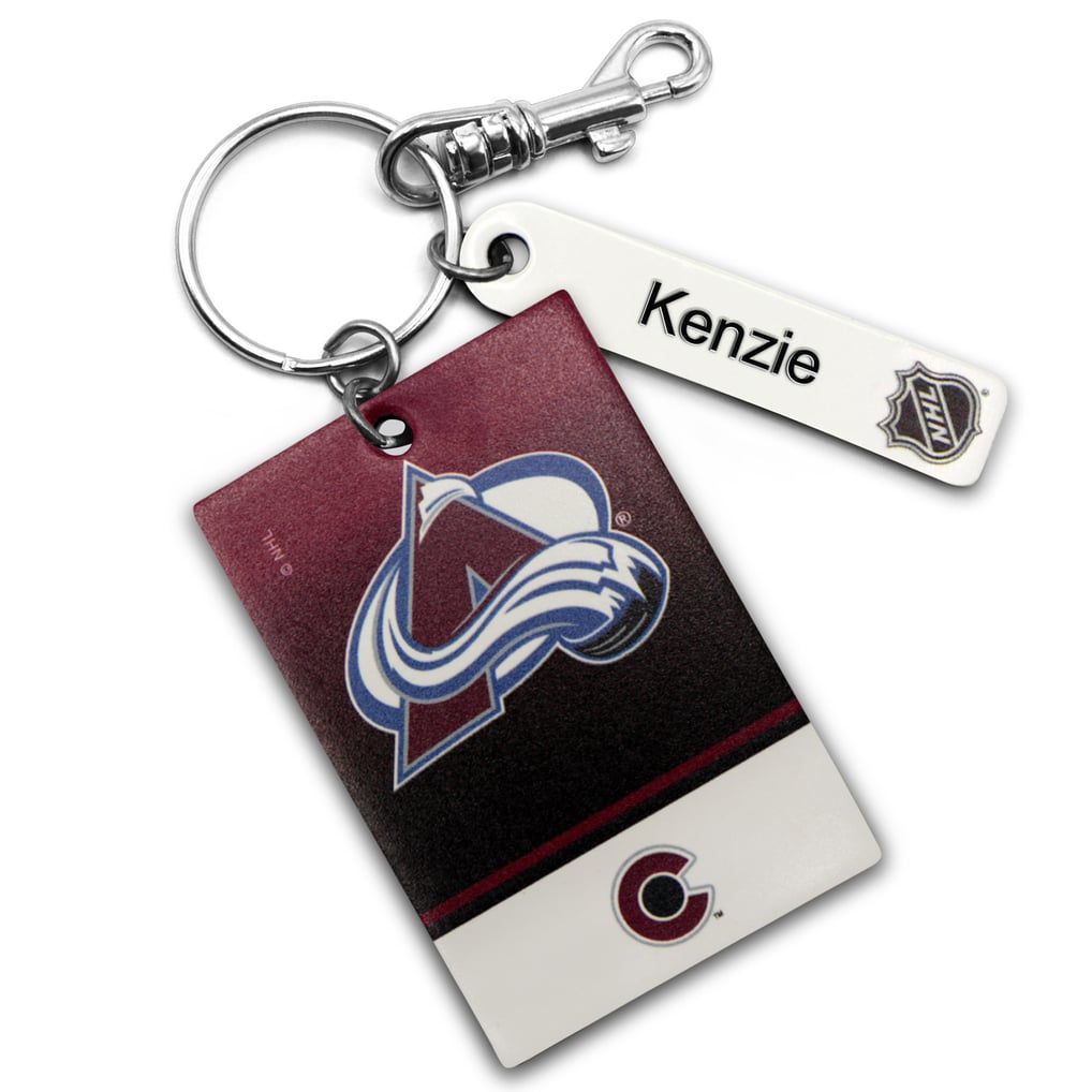 Colorado Avalanche Burgundy Personalized Leather Rectangle Keychain