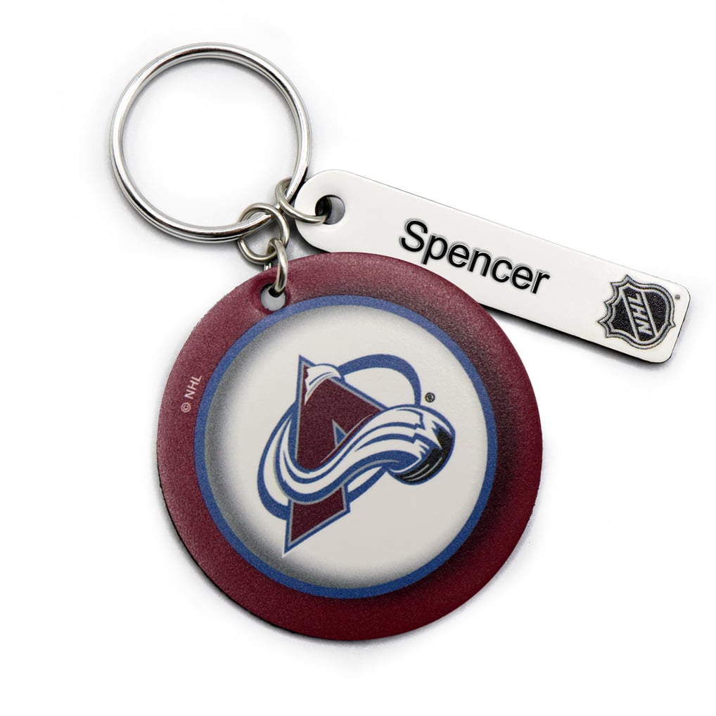 Colorado Avalanche Burgundy Personalized Leather Round Keychain