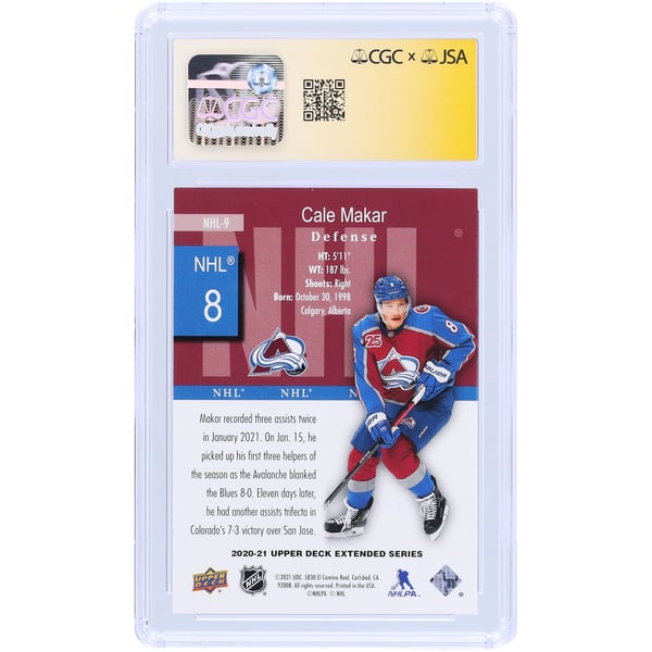 2019-20 Upper Deck NHL Rookie Box Set #25 Cale Makar Colorado Avalanche Hockey Card