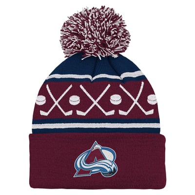 Colorado Avalanche Infant Face-Off Cuffed Knit Hat with Pom - Burgundy