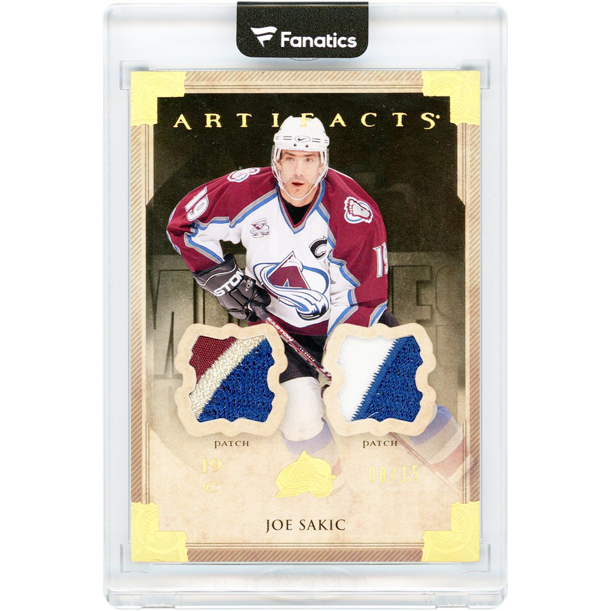 Carte Joe Sakic Colorado Avalanche 2013-14 Upper Deck Artifacts Dual Game Used Quad-Color Relics #41 #8/15
