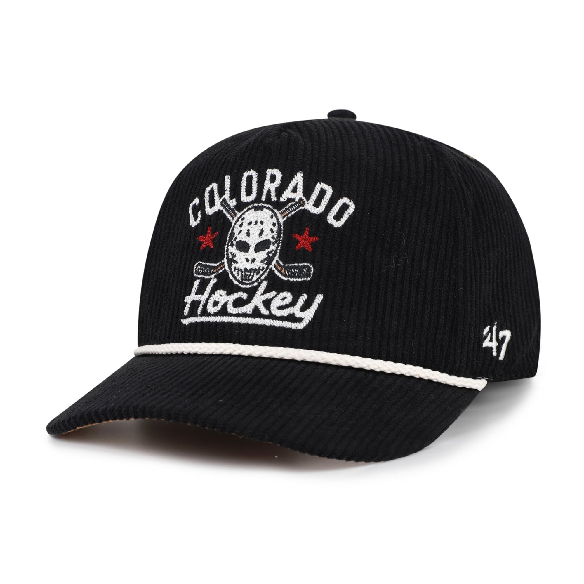 Masque de hockey pour homme Colorado Avalanche noir '47, en velours côtelé avec boucle réglable