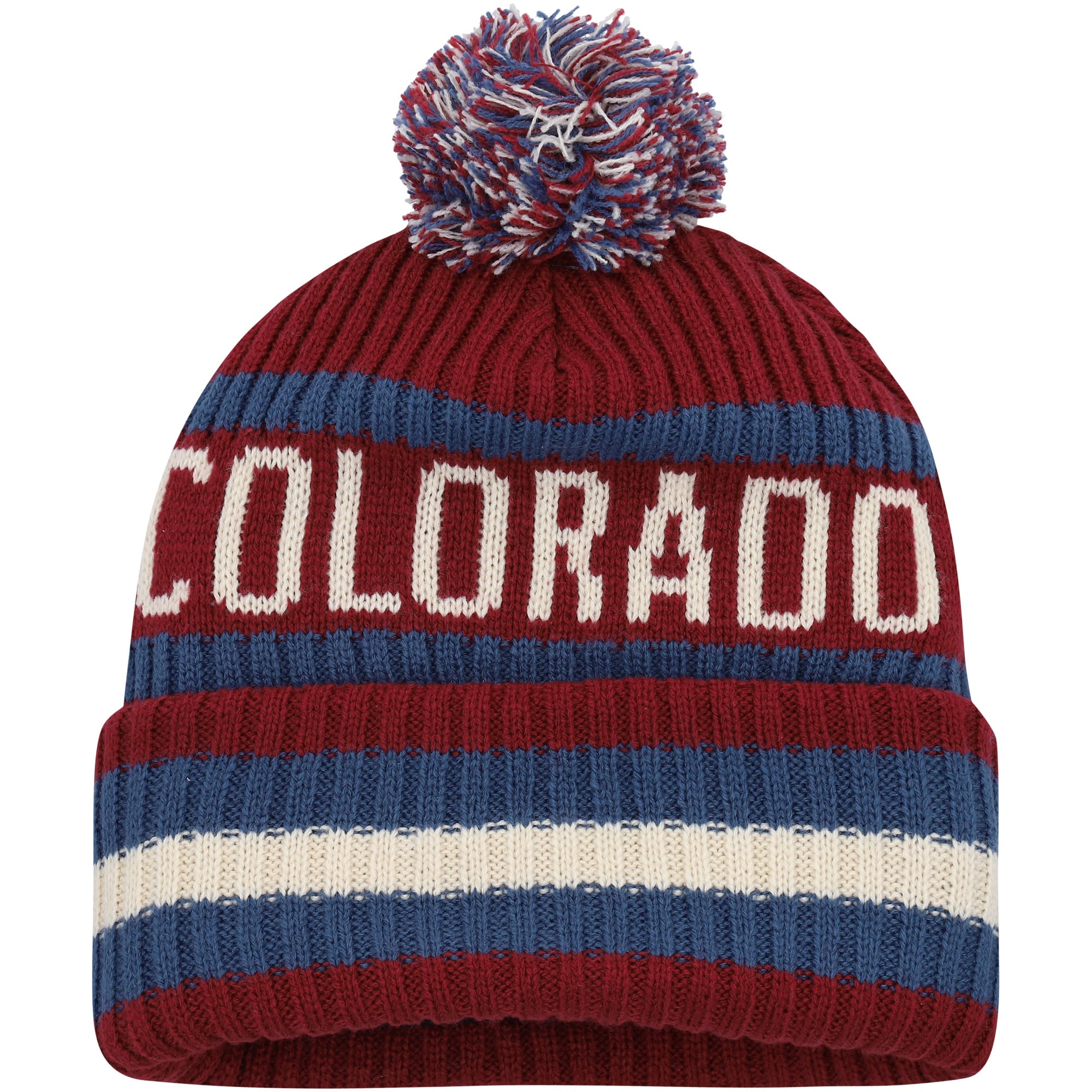 Bonnet en tricot à revers Colorado Avalanche Bering '47 pour homme avec pompon