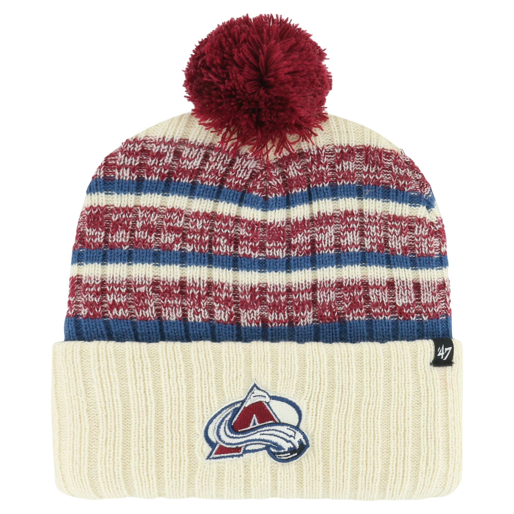 Bonnet en tricot à revers '47 crème Colorado Avalanche Tavern pour hommes avec pompon