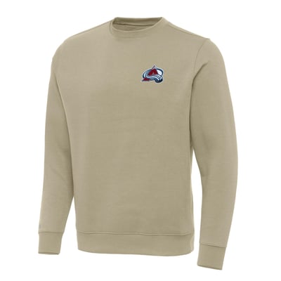 Colorado Avalanche Antigua Victory Crewneck Pullover Sweatshirt - Khaki