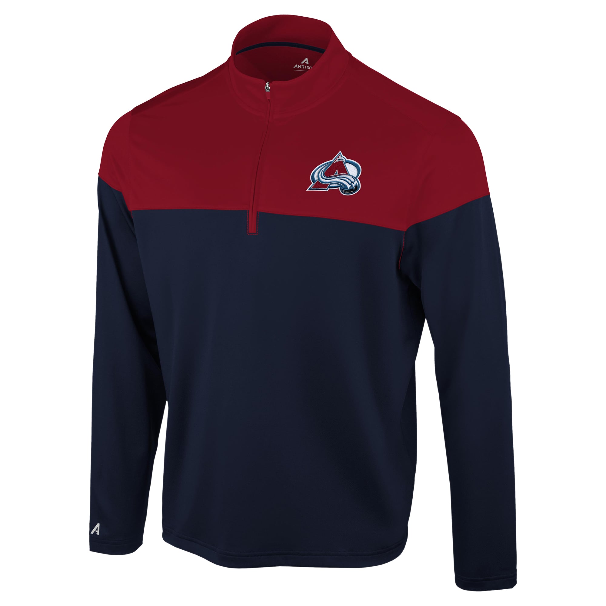 Pull à col zippé Antigua pour homme, bleu marine/bordeaux, Colorado Avalanche Hinder
