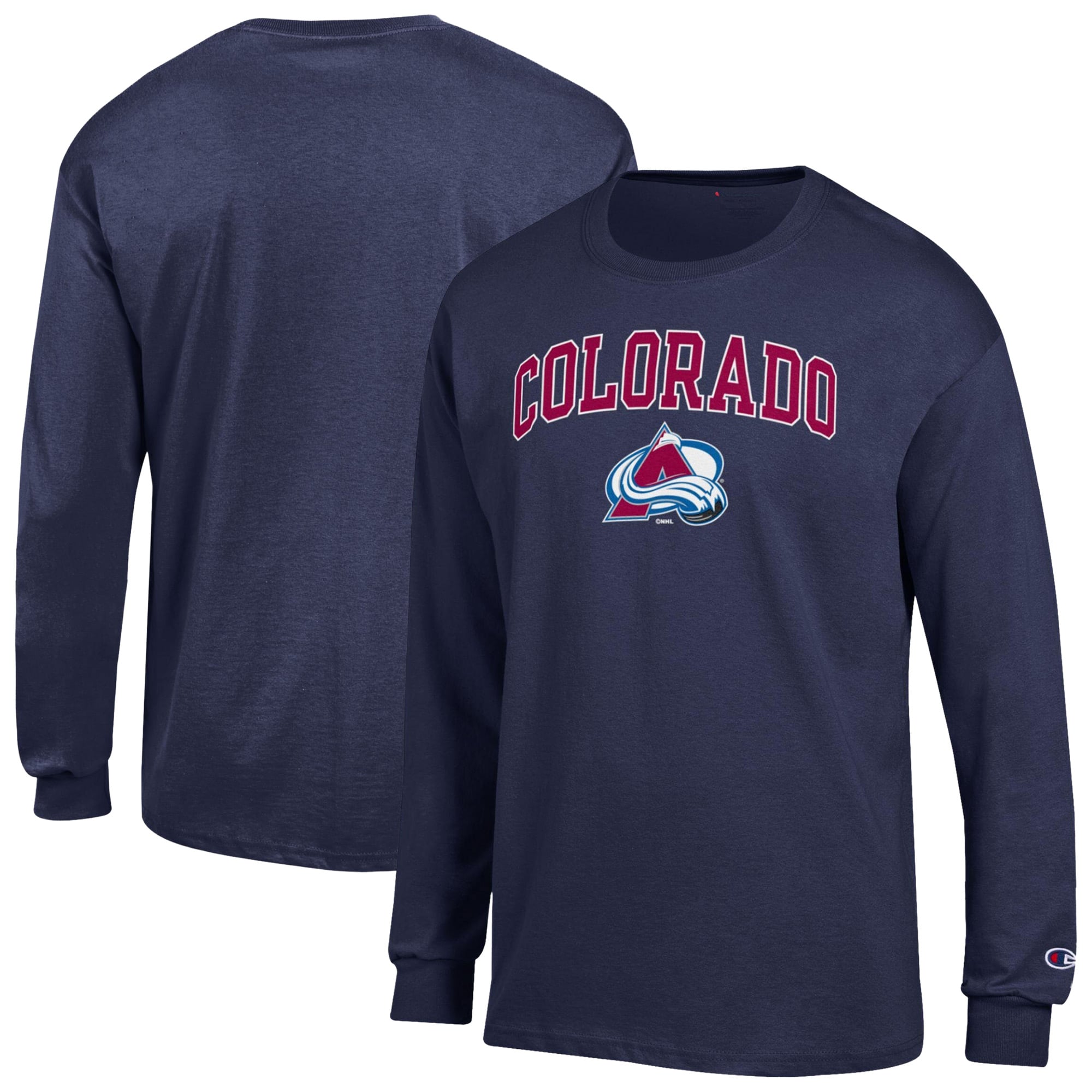 Men's Champion Navy Colorado Avalanche Jersey Long-Sleeve T-Shirt