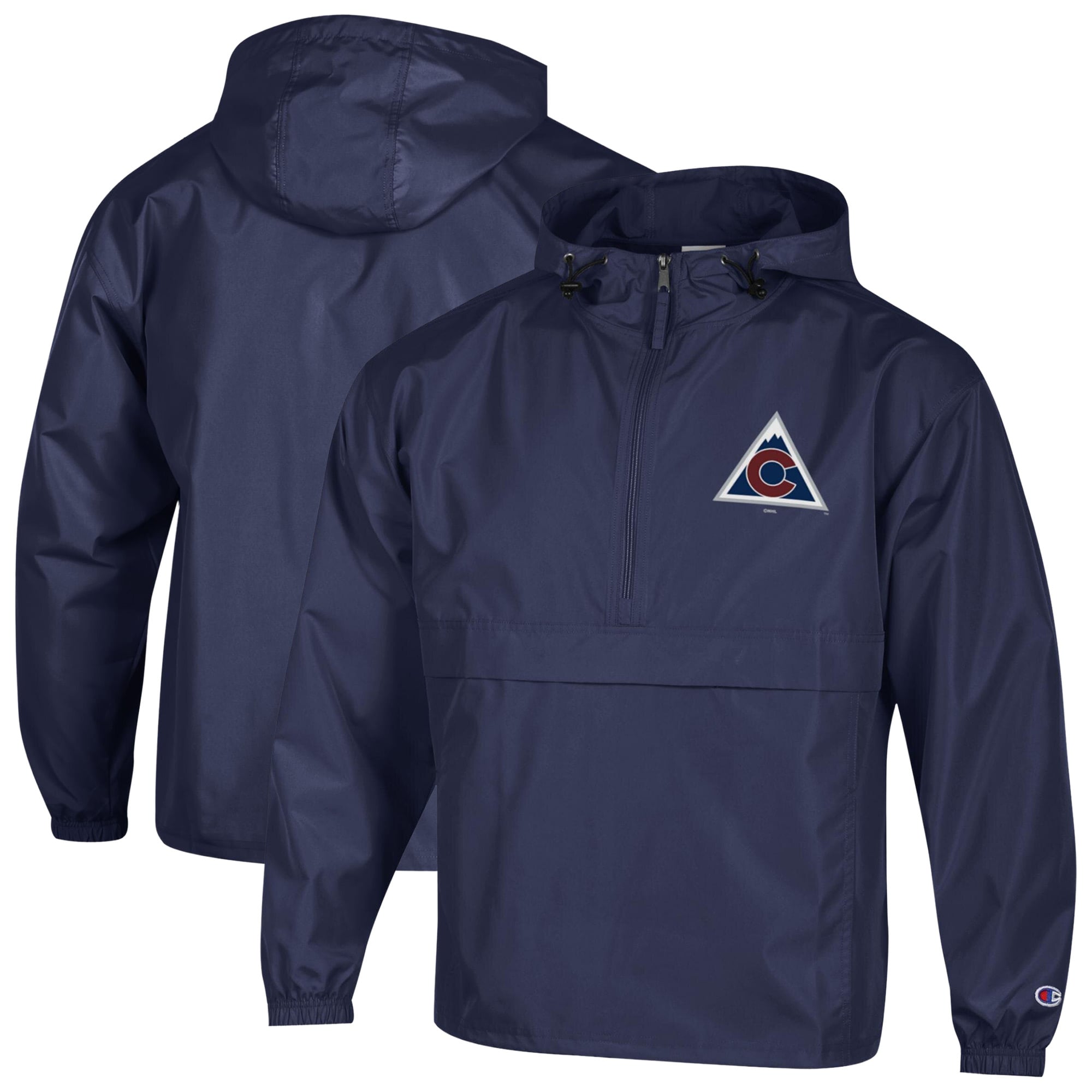 Veste coupe-vent pliable à demi-zip Champion Navy Colorado Avalanche pour homme