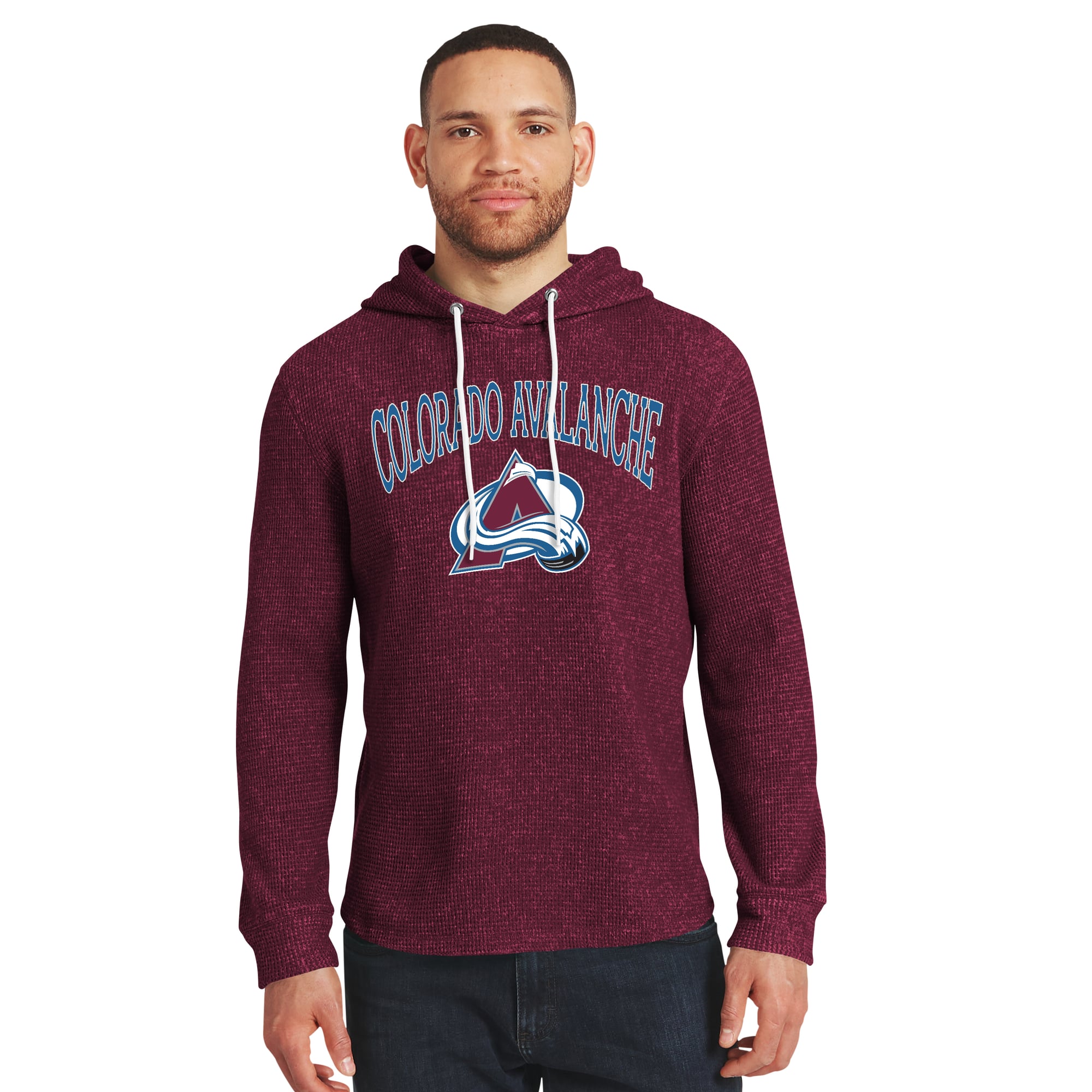 T-shirt à manches longues et capuche en maille gaufrée bordeaux Colorado Avalanche, collection Darius Rucker pour homme par Fanatics