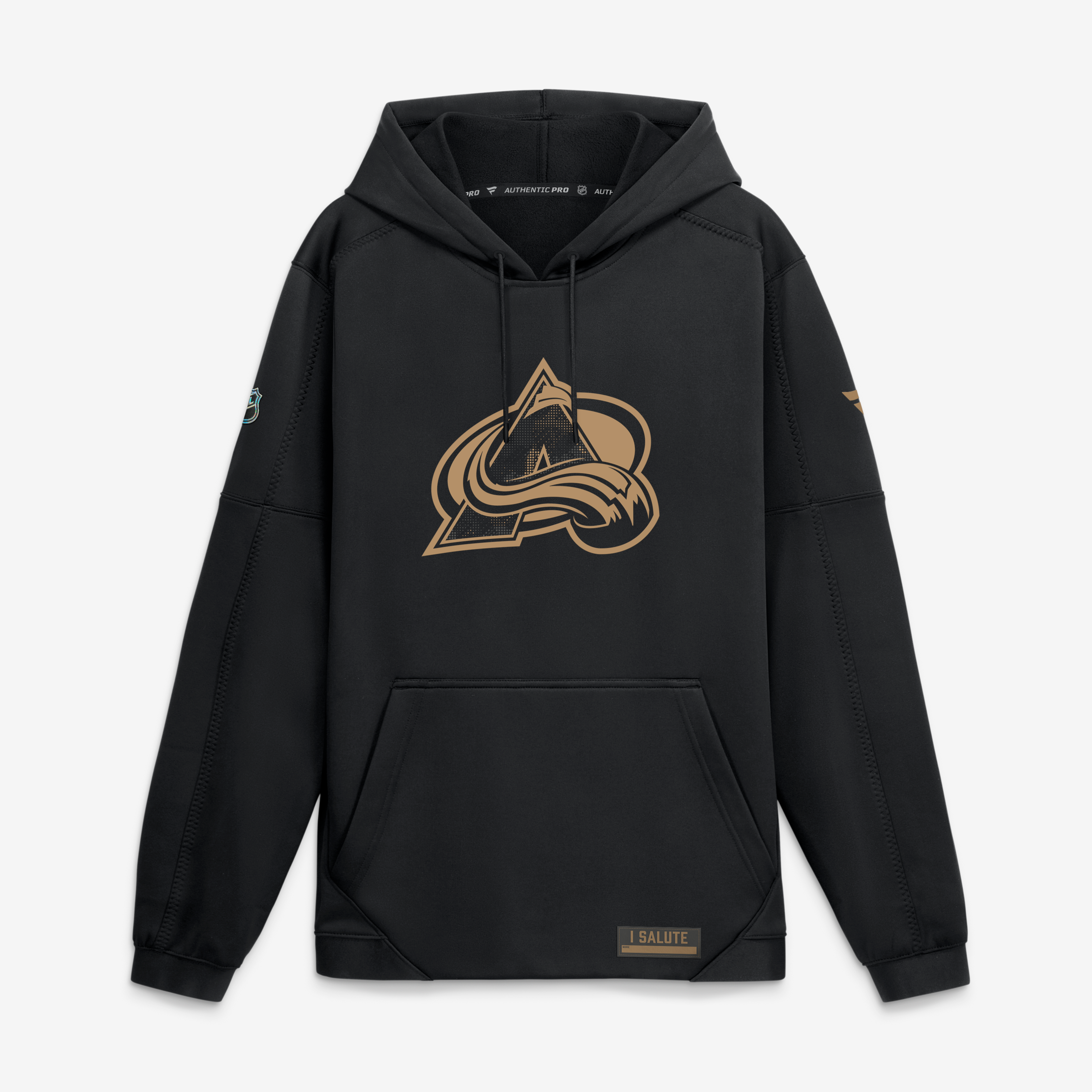 Sweat à capuche polaire authentique Fanatics Black Colorado Avalanche pour homme, édition spéciale militaire.
