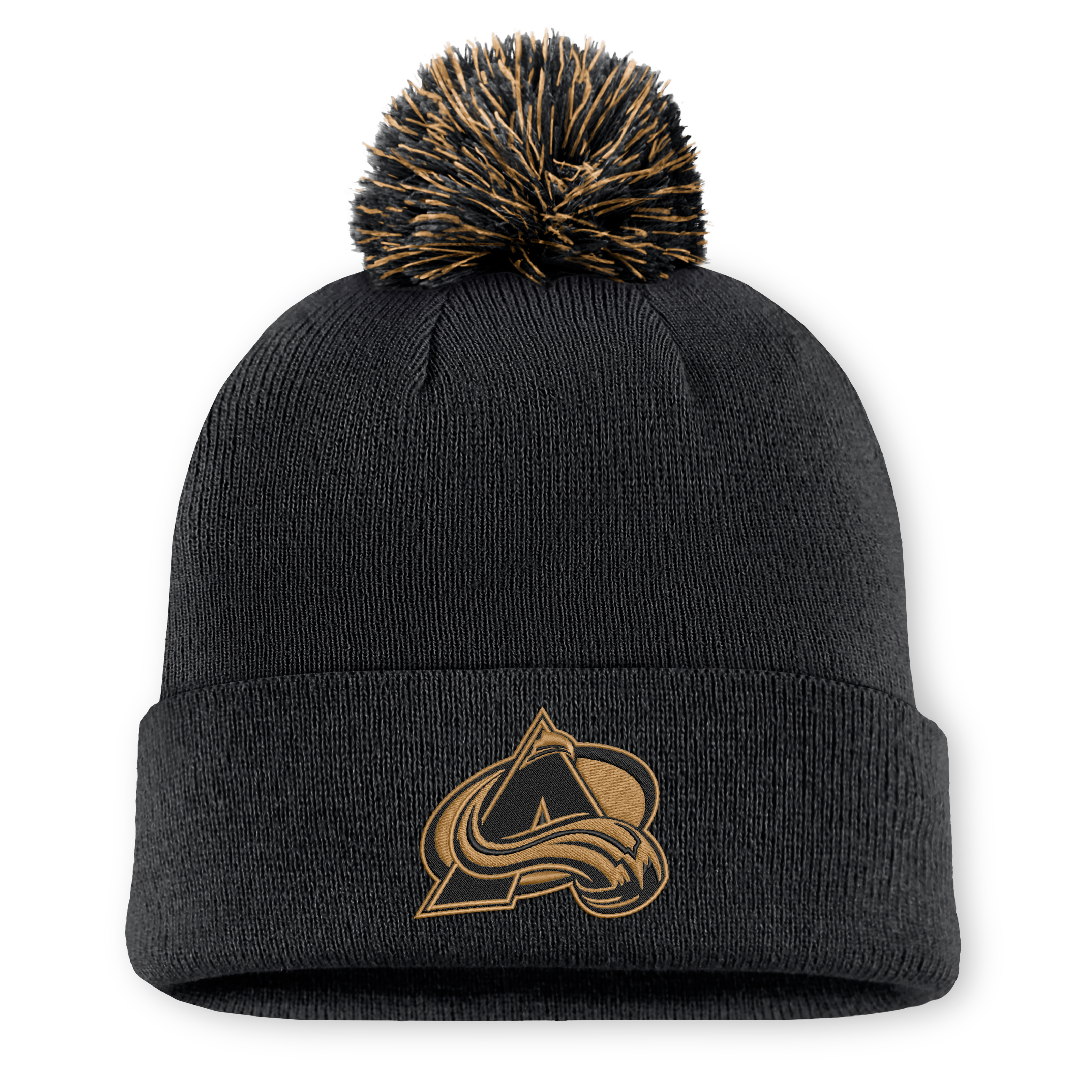 Bonnet à revers Fanatics Black Colorado Avalanche pour homme, avec pompon
