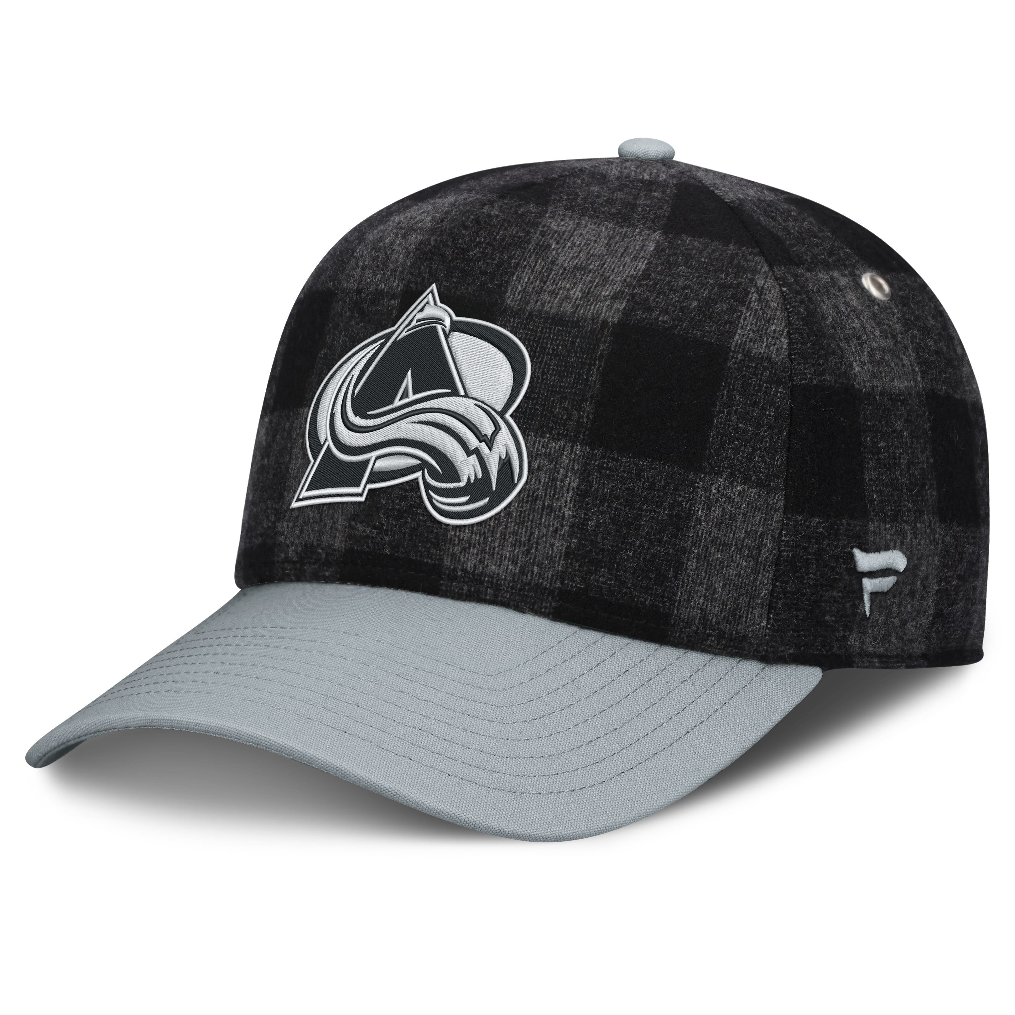 Men's Fanatics Black/Gray Colorado Avalanche Huntsman Plaid A-Frame Adjustable Hat