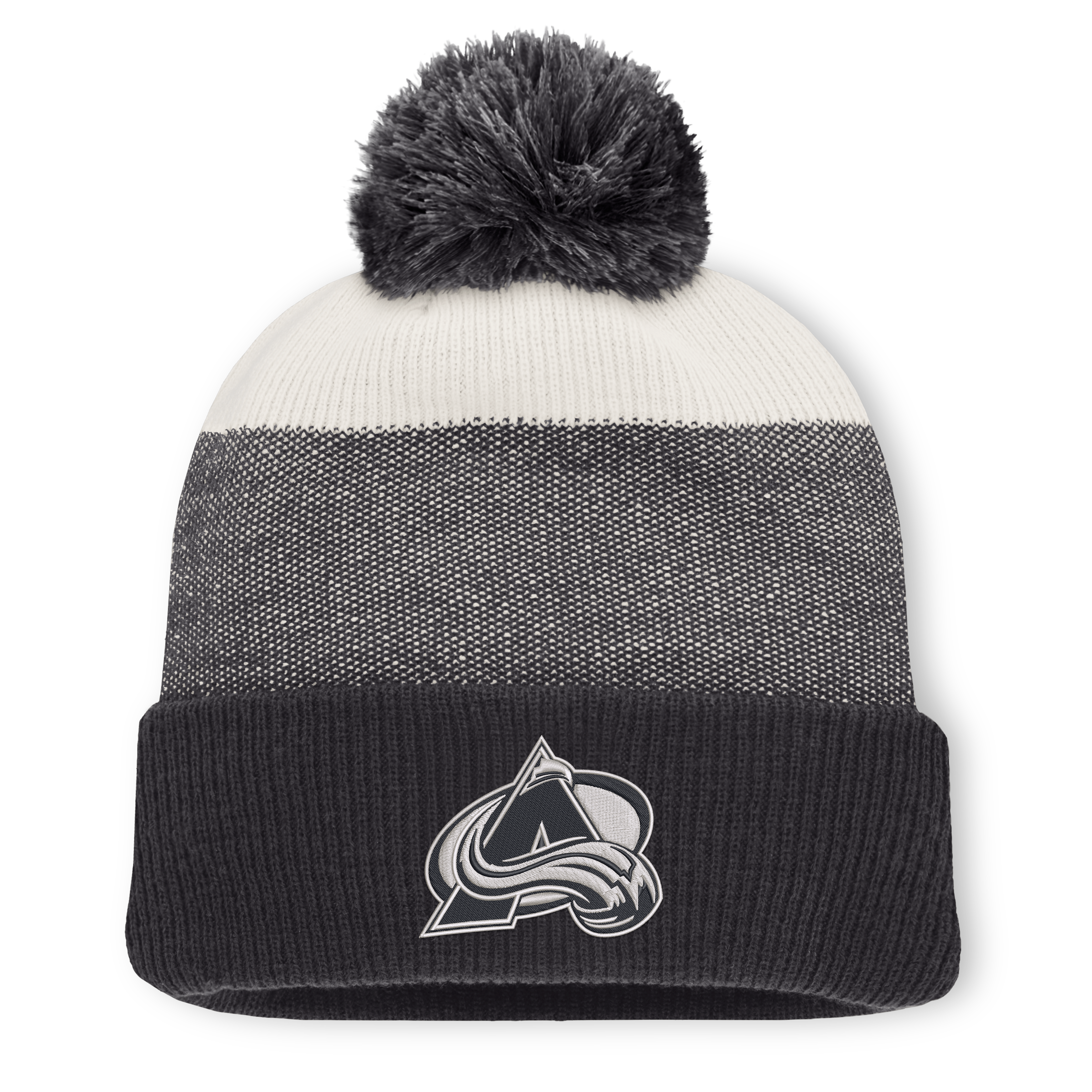 Bonnet à revers monochrome noir/beige clair Colorado Avalanche pour homme, avec pompon