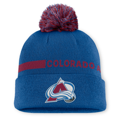 Colorado Avalanche Fanatics Authentic Pro Rink Cuffed Knit Hat with Pom - Blue