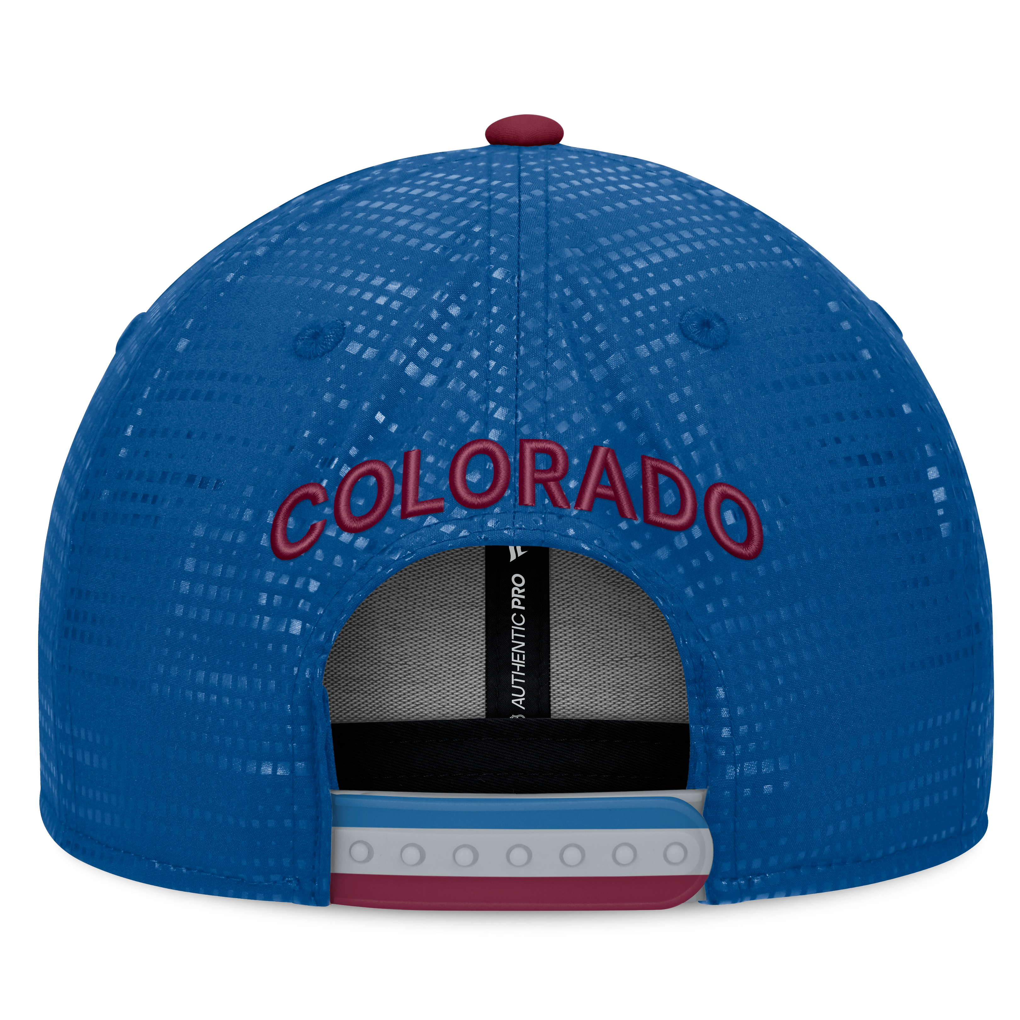 Casquette Snapback authentique Pro Rink carrée à visière carrée Fanatics bleue Colorado Avalanche pour homme