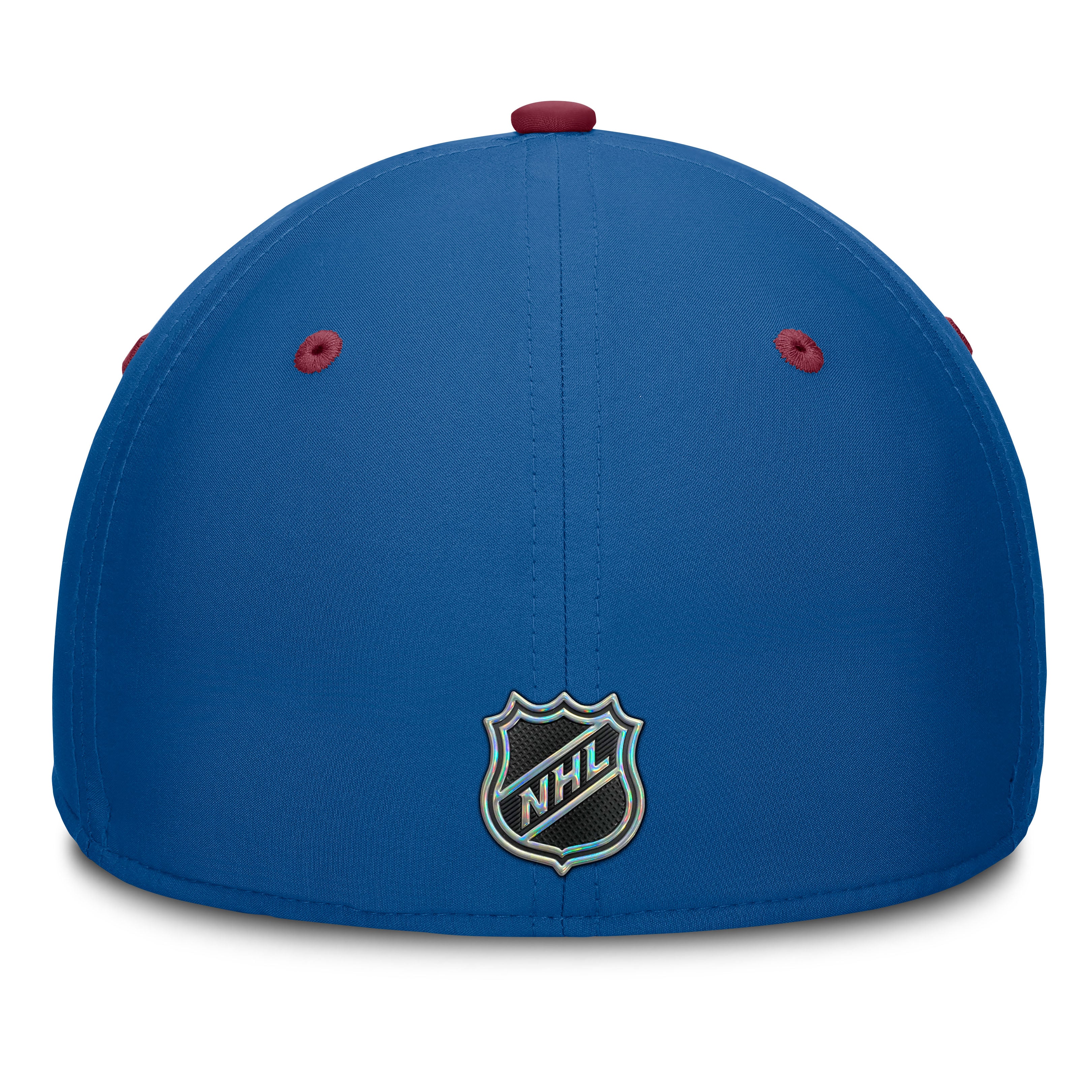 Casquette Fanatics Authentic Pro Rink Stretch bleue/bordeaux pour homme