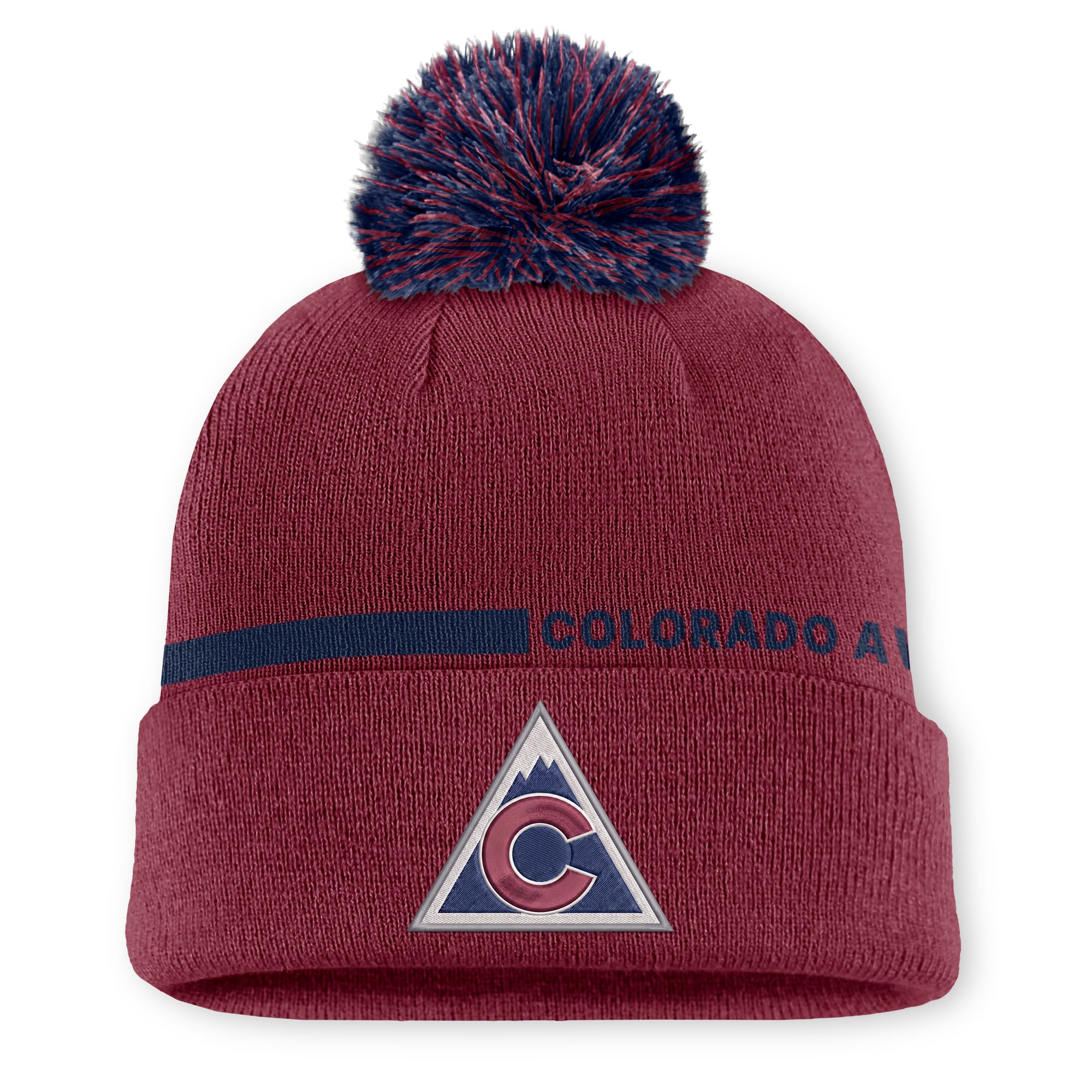 Bonnet à revers authentique Pro Alternate bordeaux Colorado Avalanche pour homme, avec pompon