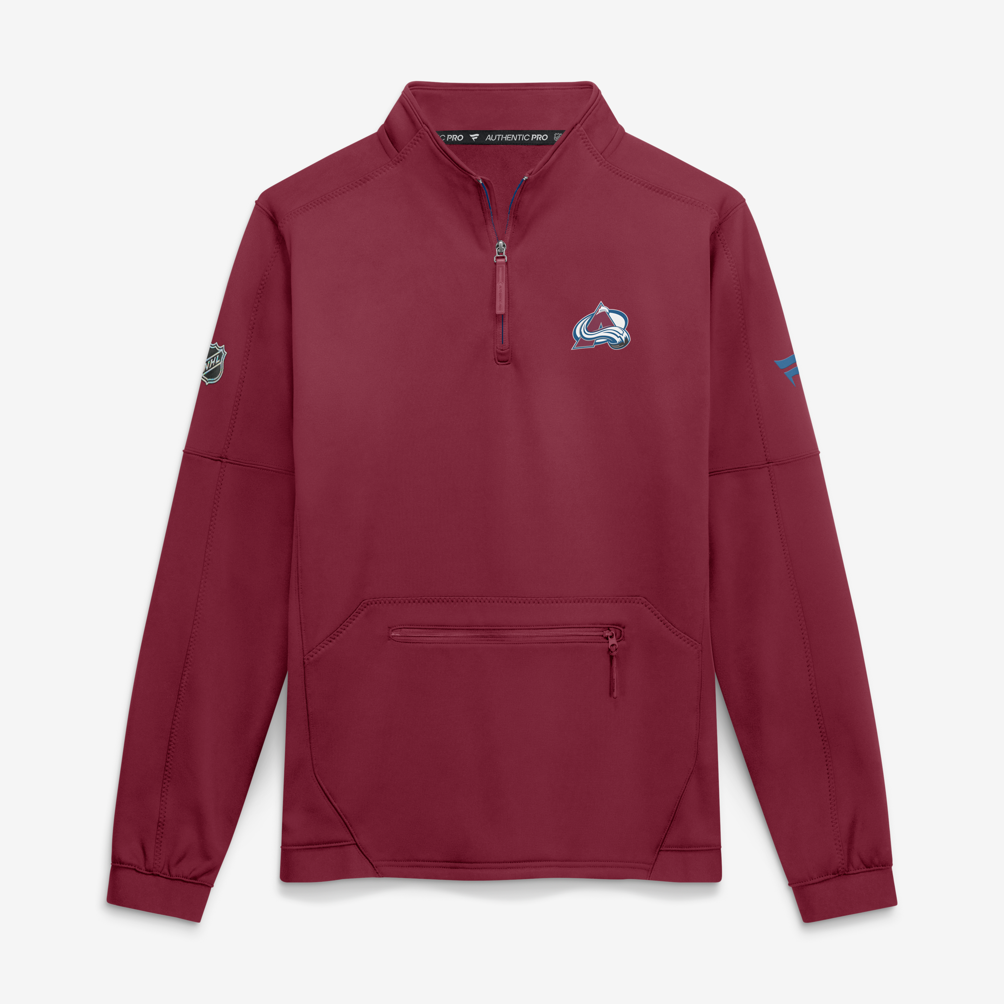 Pull-over polaire authentique Pro Rink à col zippé Fanatics bordeaux Colorado Avalanche pour homme