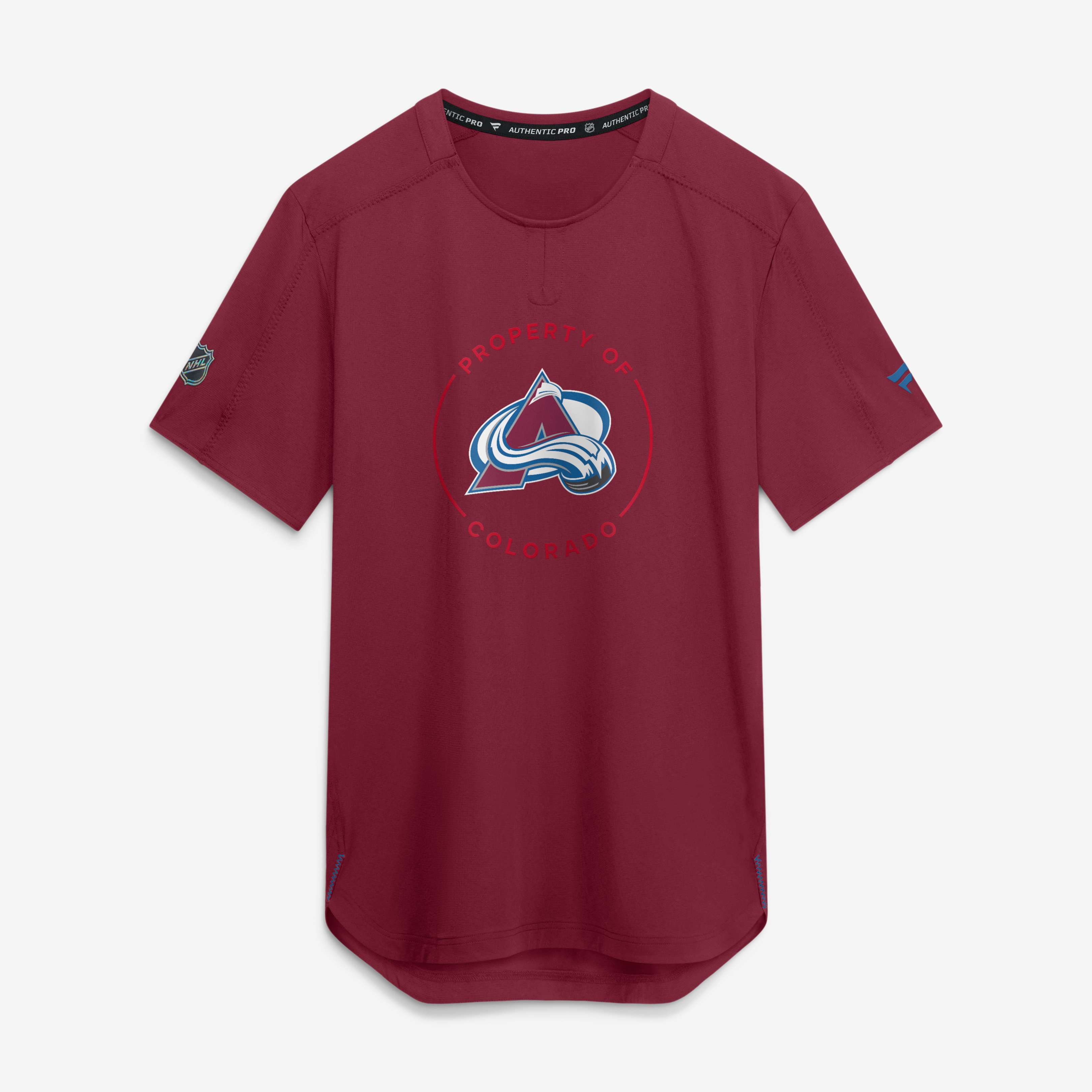 T-shirt de performance authentique Pro Train pour homme Fanatics bordeaux Colorado Avalanche