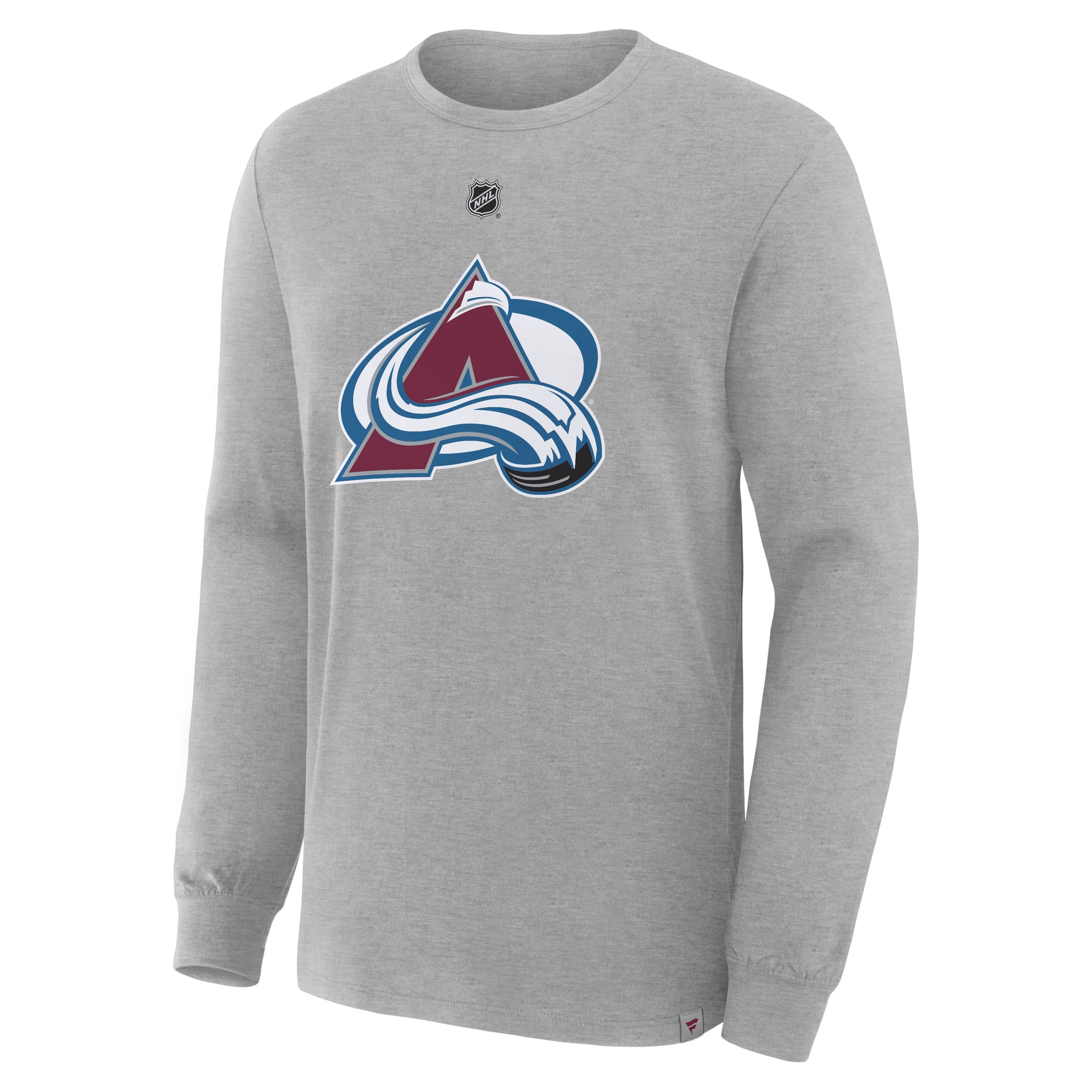 T-shirt à manches longues authentique Fanatics Cale Makar Gray Colorado Avalanche pour homme, avec nom et numéro.