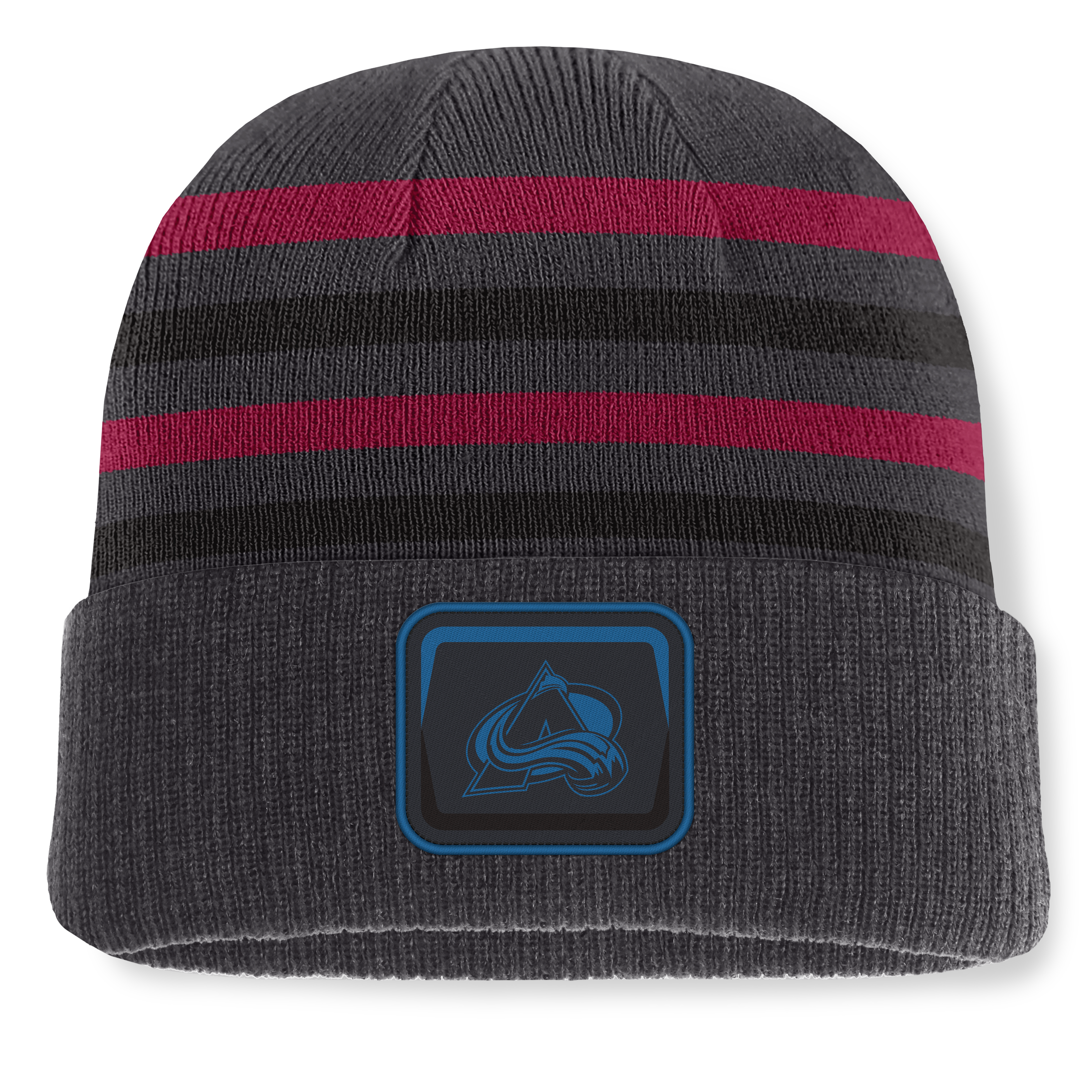 Bonnet à revers rayé à nouage Fanatics Charcoal Colorado Avalanche pour homme