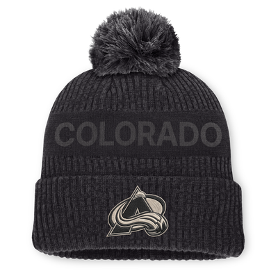 Colorado Avalanche Fanatics Road Phantom Cuffed Knit Hat with Pom - Charcoal
