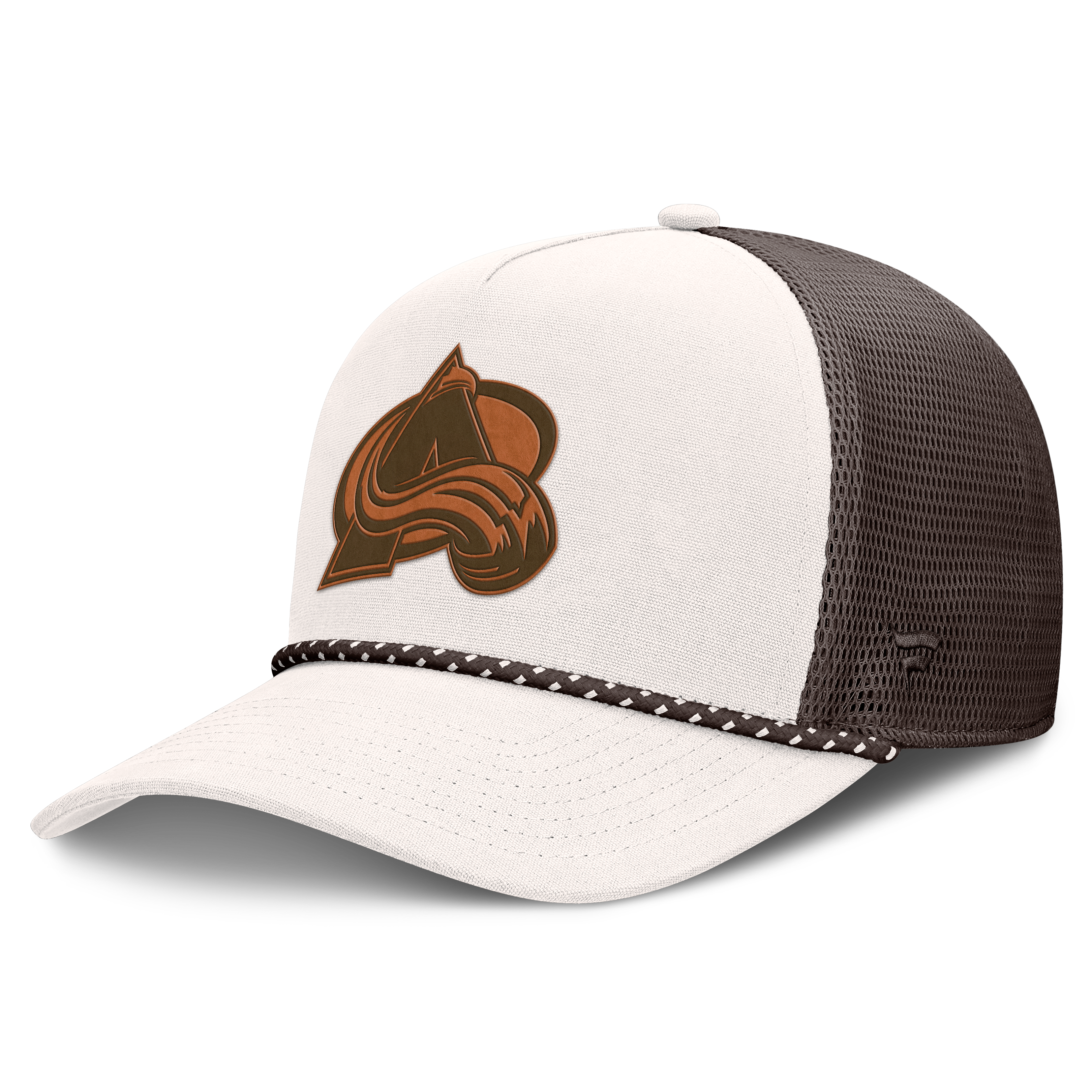 Casquette trucker ajustable Fanatics crème/marron Colorado Avalanche Level Up Bronco Rope A-Frame pour homme
