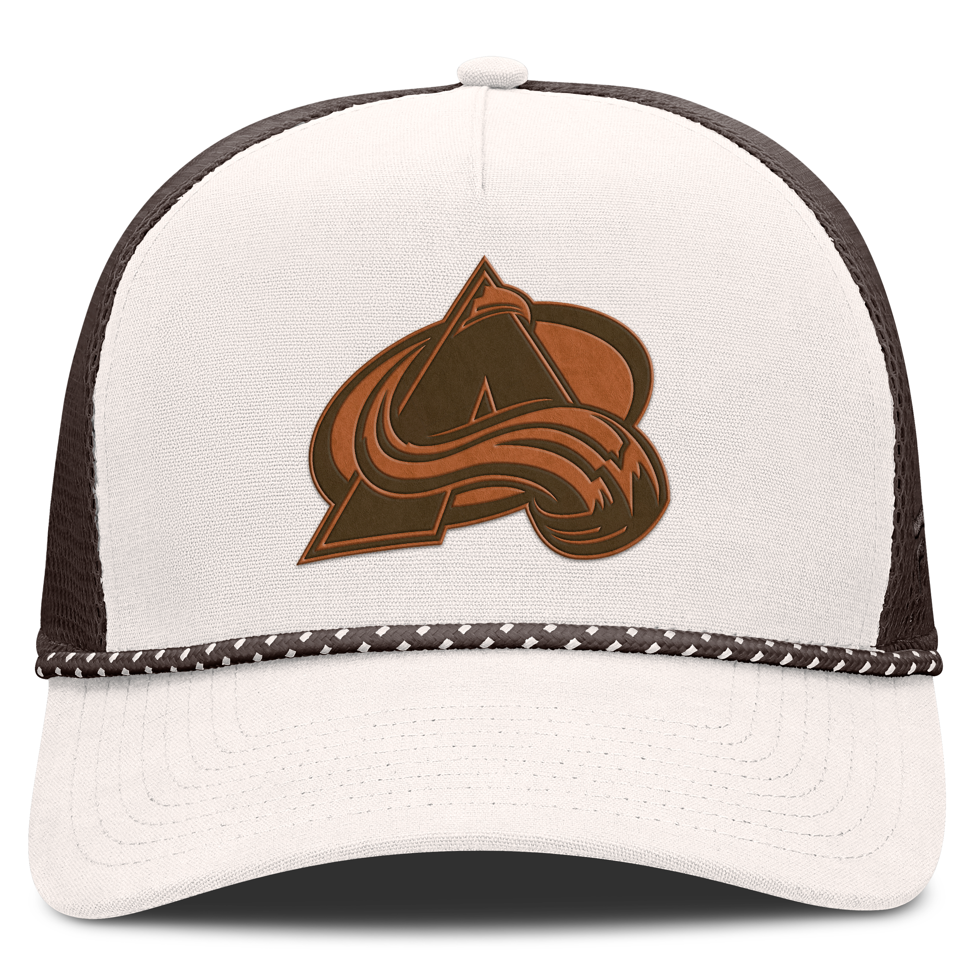 Casquette trucker ajustable Fanatics crème/marron Colorado Avalanche Level Up Bronco Rope A-Frame pour homme