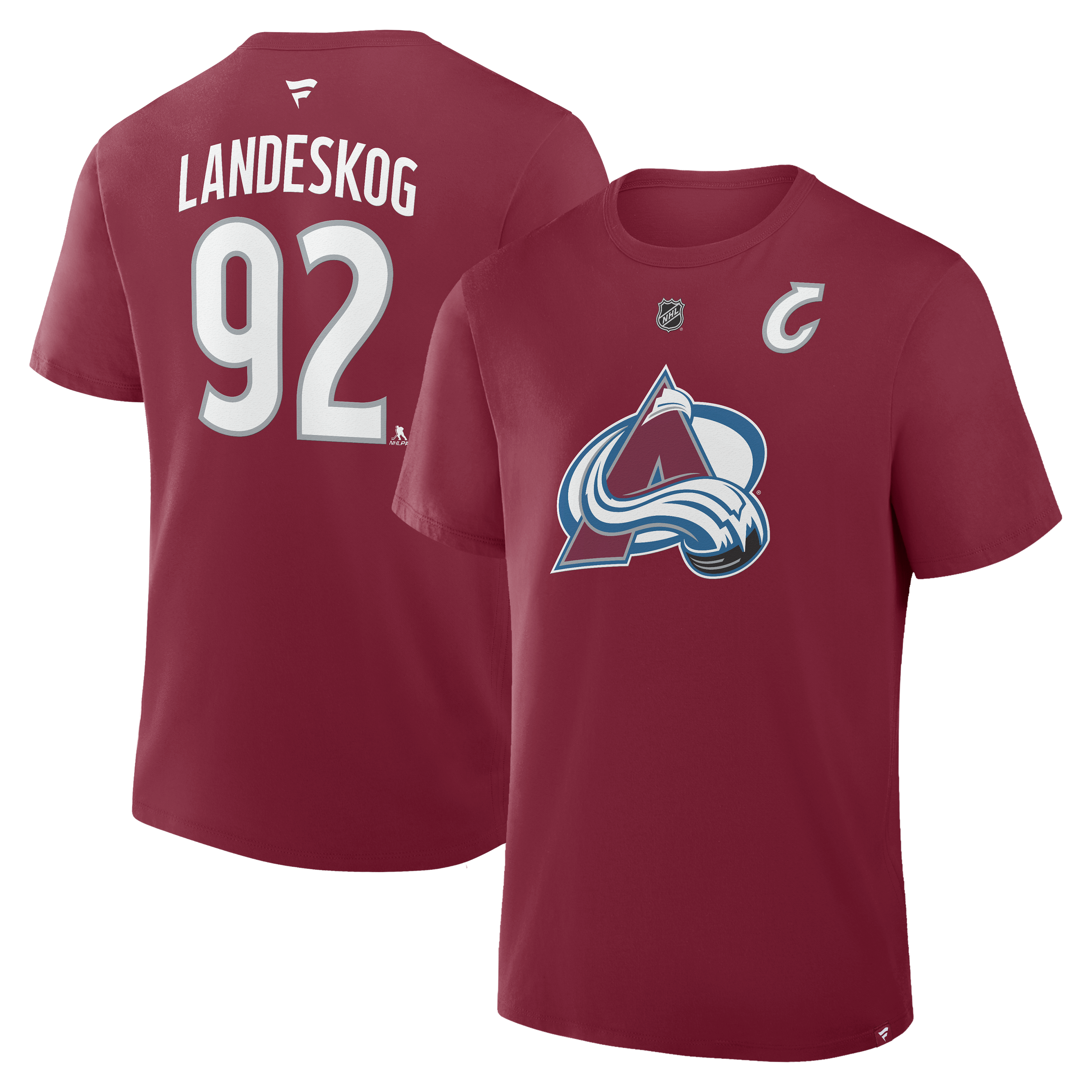 Men's Fanatics Gabriel Landeskog Burgundy Colorado Avalanche Authentic Stack Name & Number T-Shirt