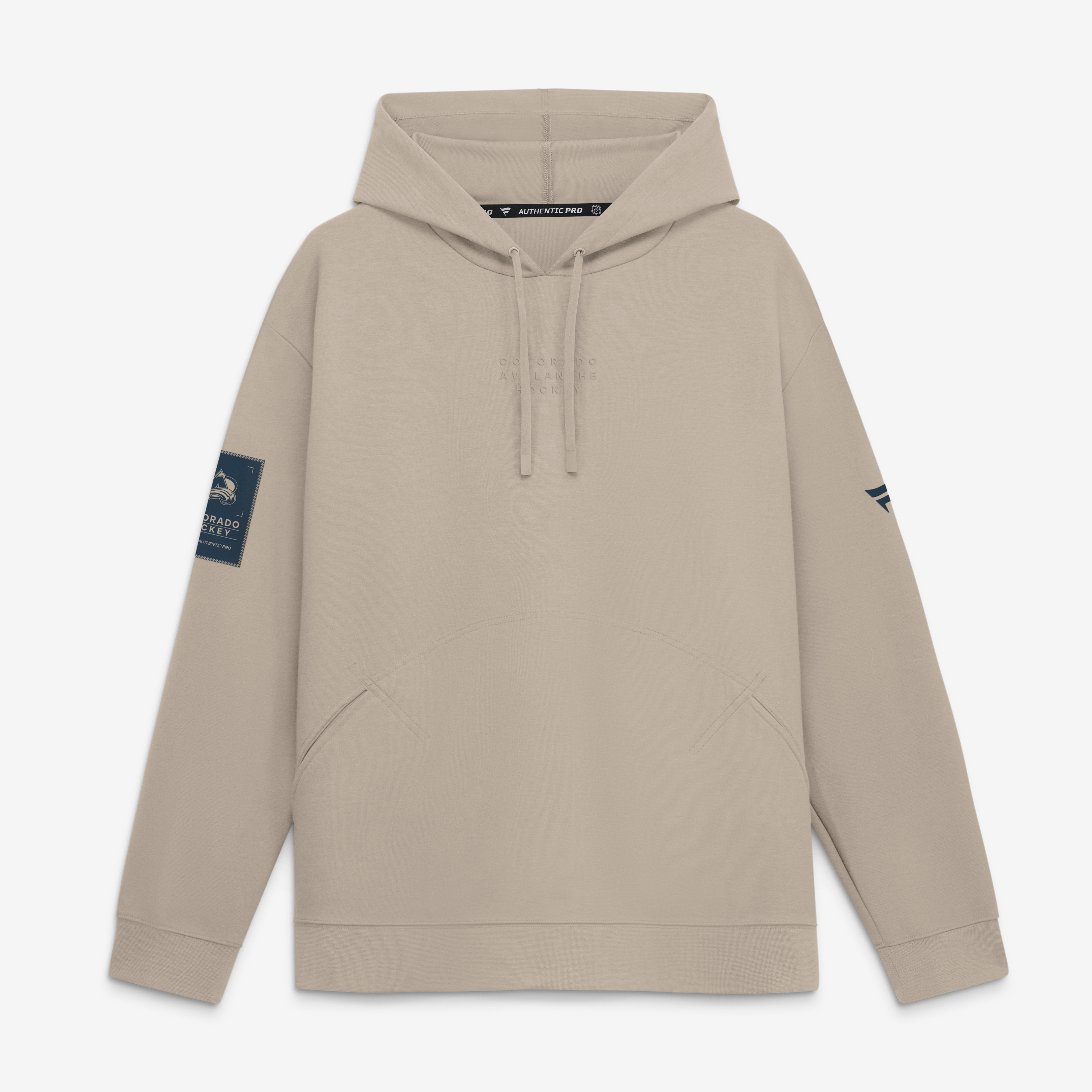 Sweat à capuche Fanatics pour homme, beige clair, Colorado Avalanche Authentic Pro Road